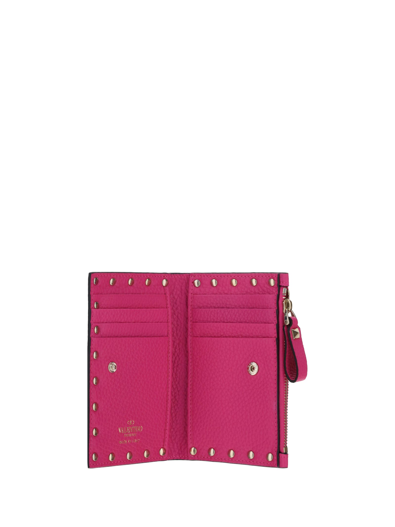 Shop Valentino Garavani Rockstud French Wallet In Pink Pp