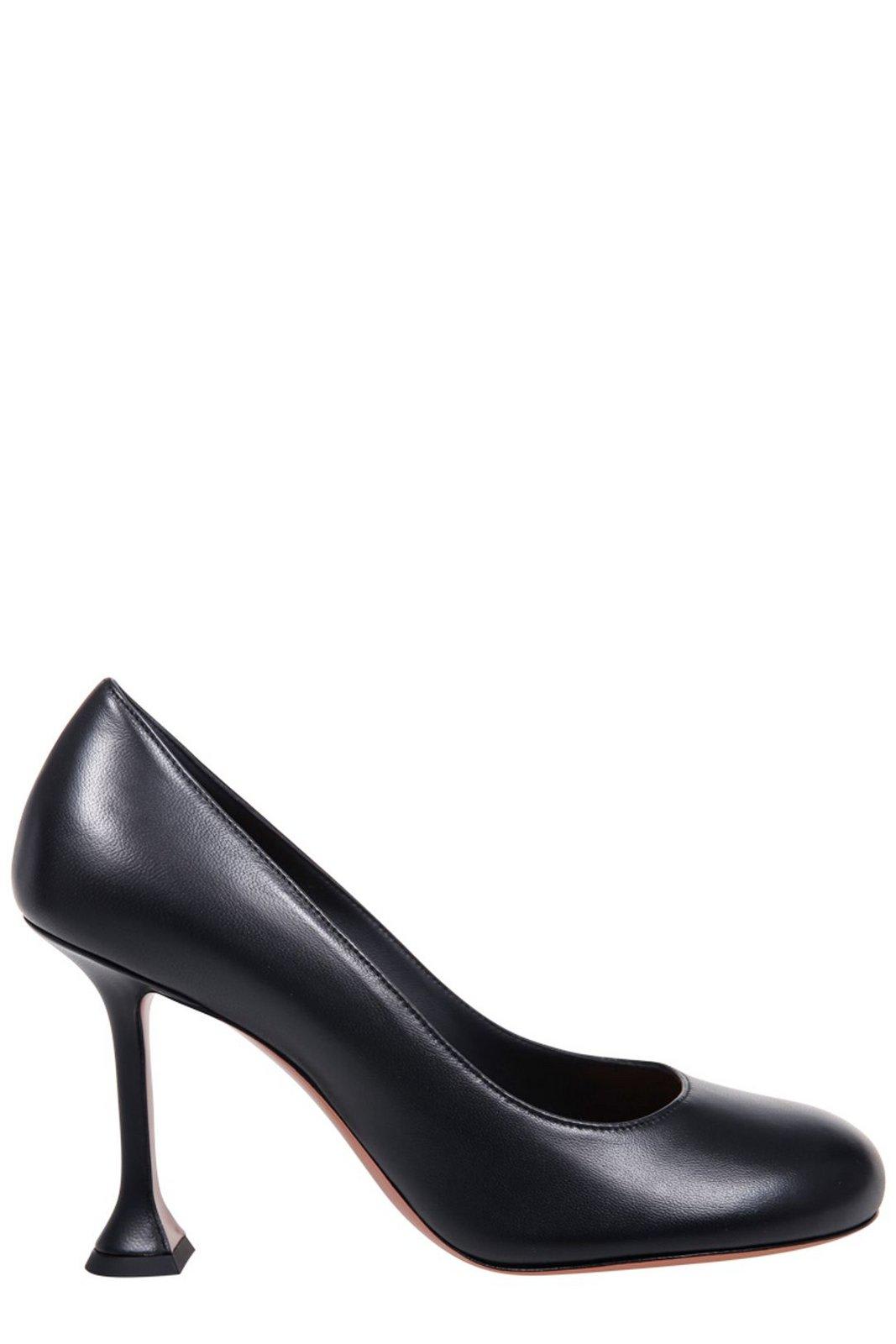 Shop Amina Muaddi Iris Round Toe Pumps In Black