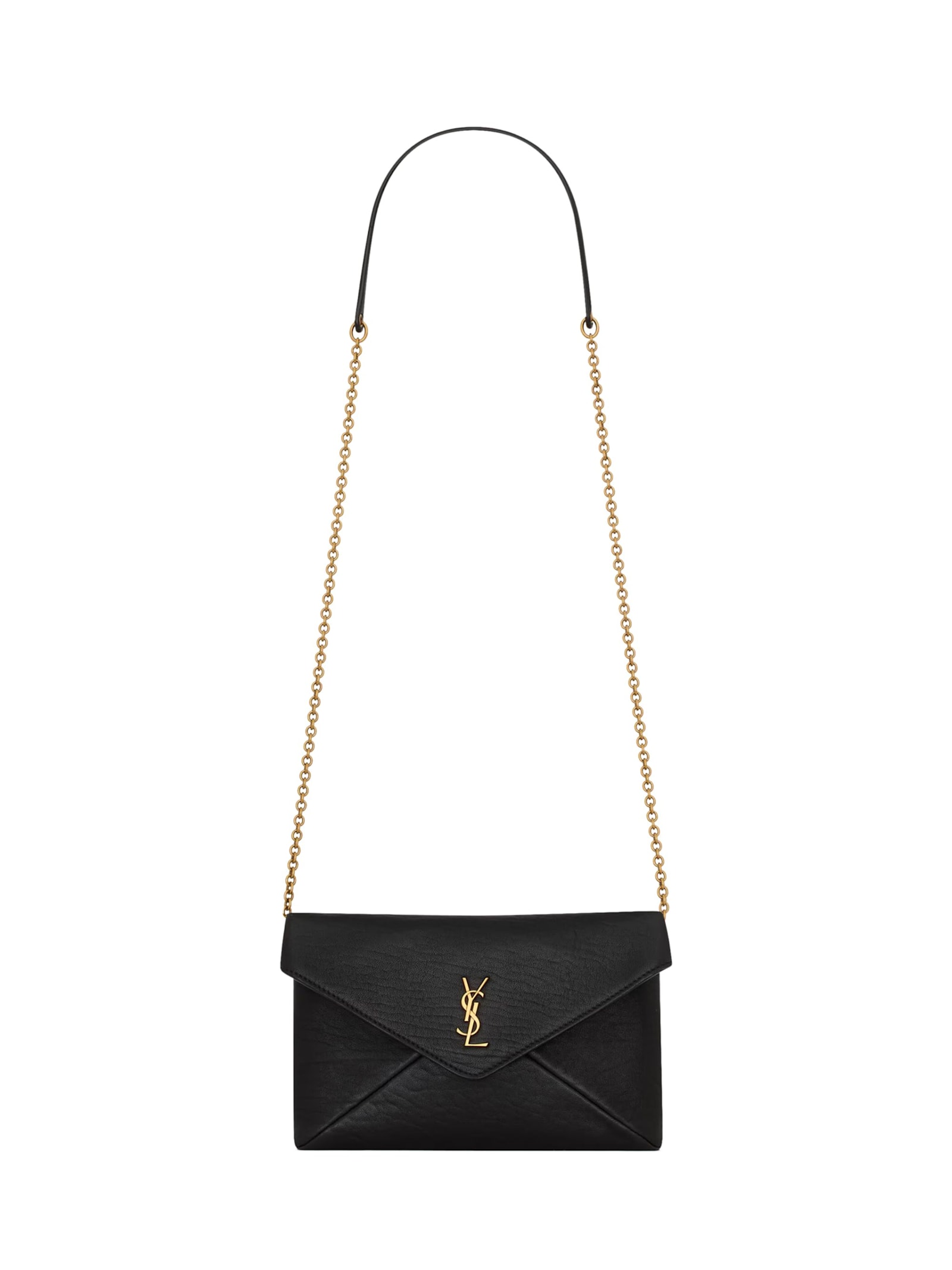 Saint Laurent Cassandre Chain Clutch Bag In Black