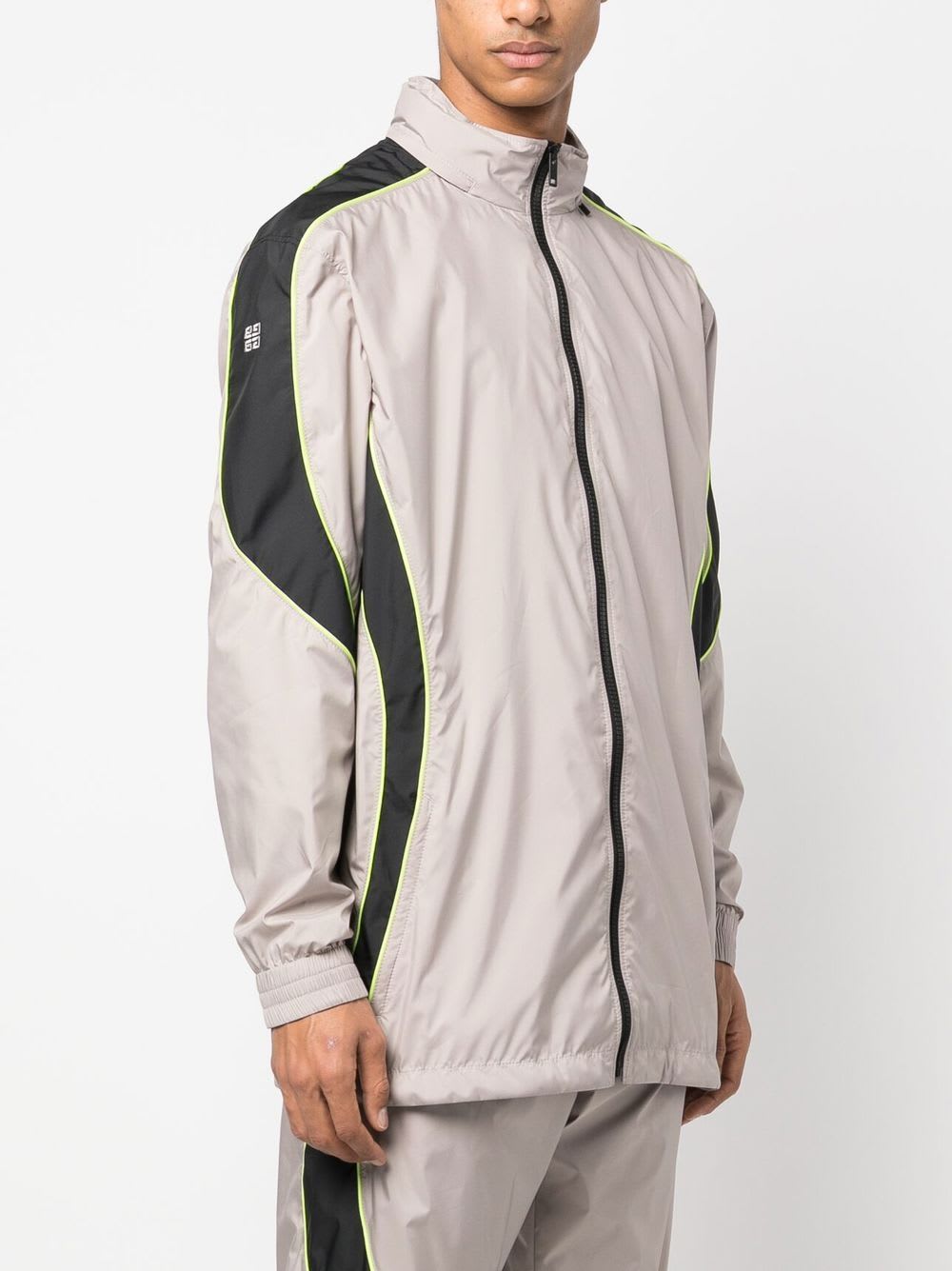 Givenchy Logo Zip-up Jacket With High Neck And Pockets In Gray