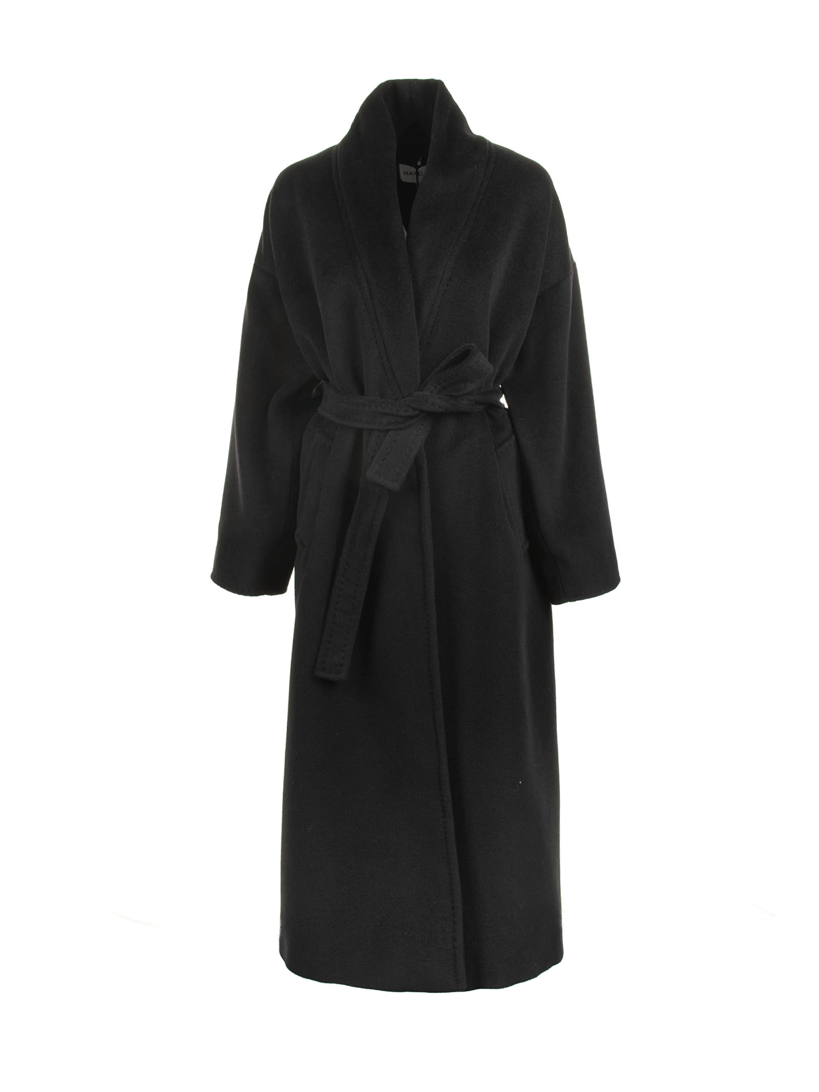 Black Long Coat With Belt