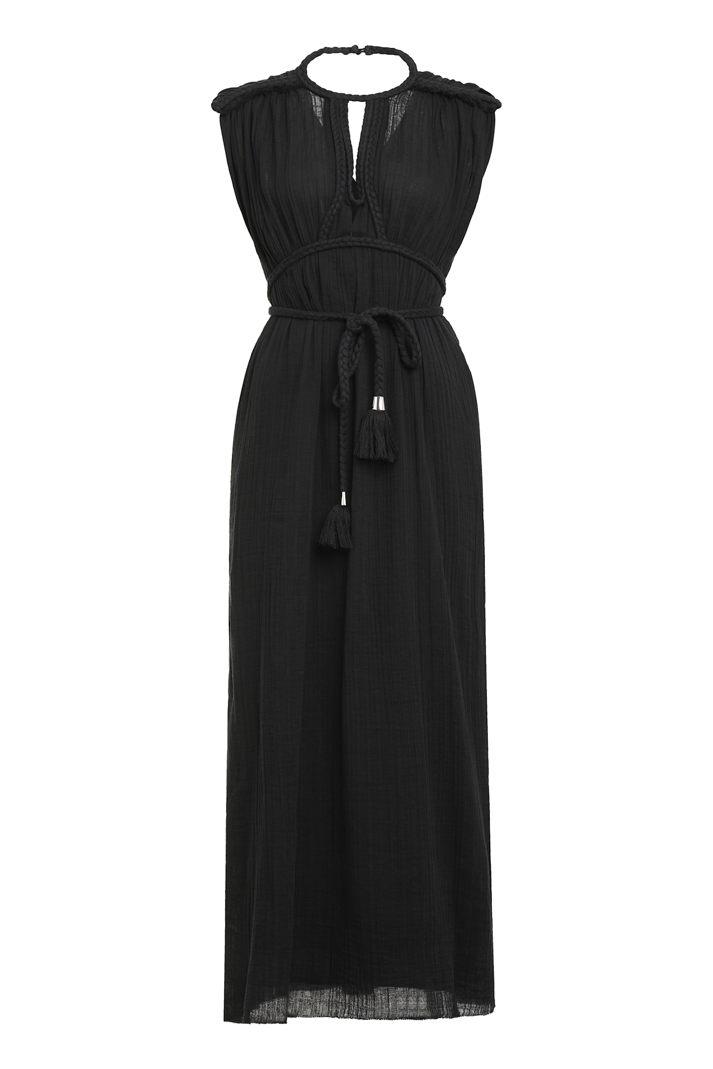Shop Isabel Marant Joya Cotton Long Dress In Black
