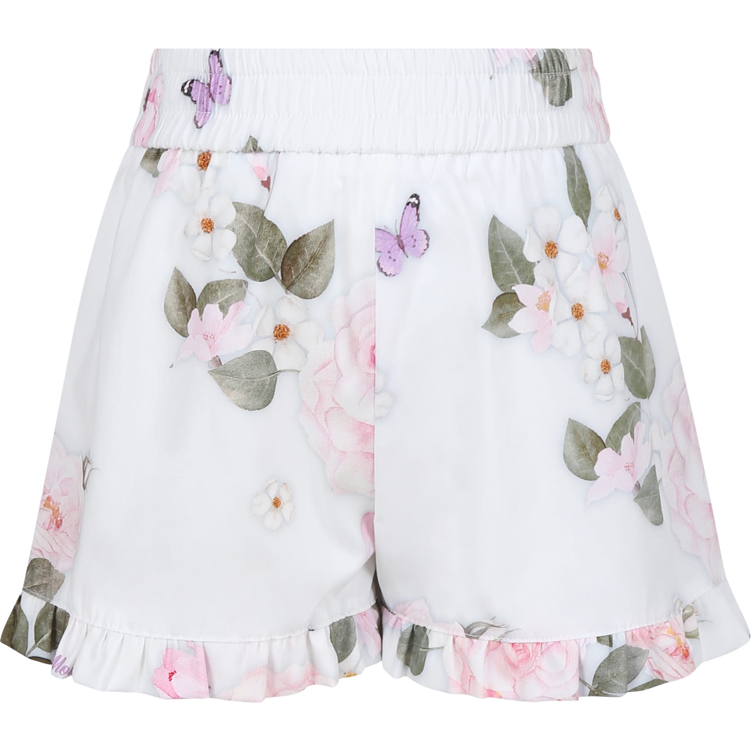 Shop Monnalisa White Shorts For Girl With Floreal Print
