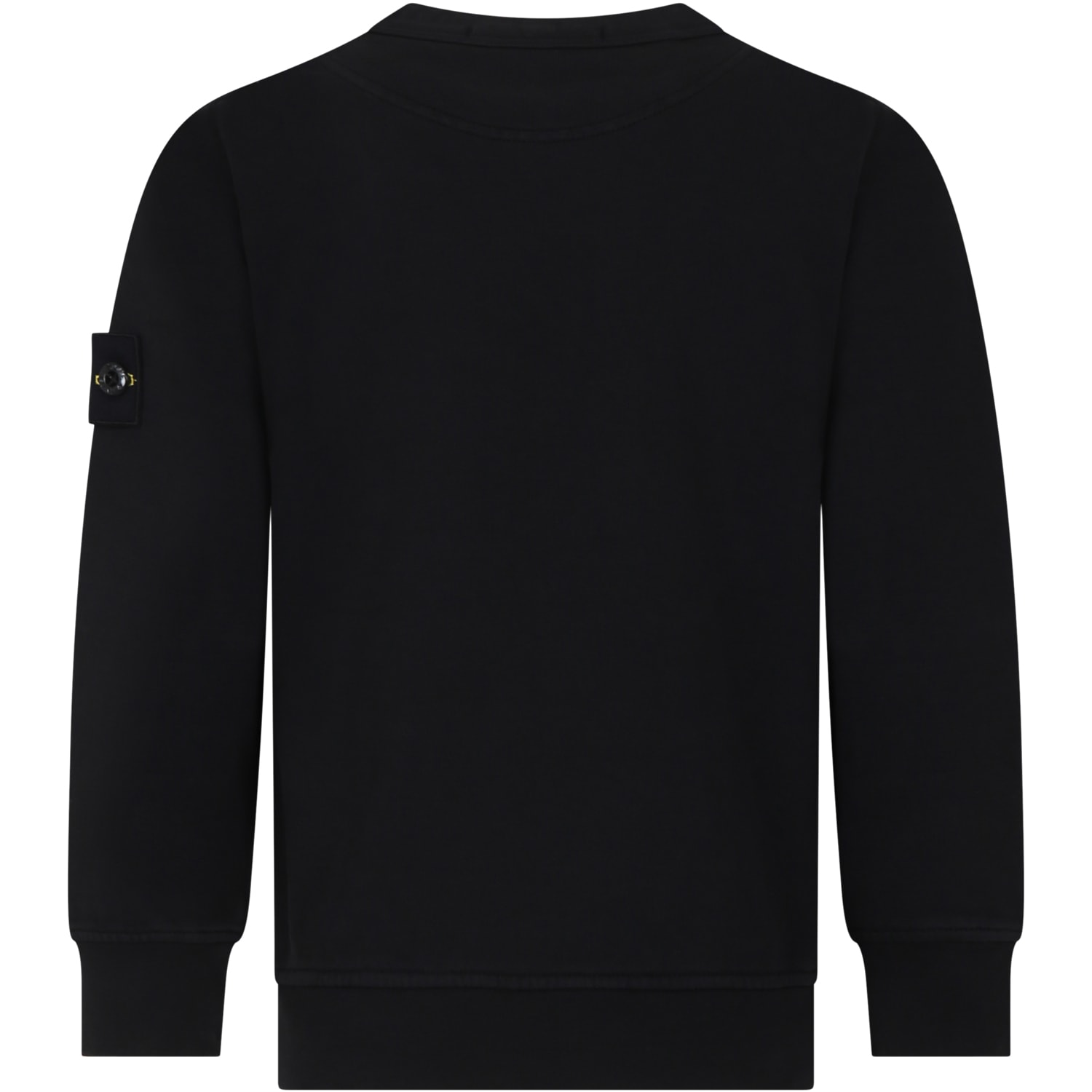 Shop Stone Island Junior Black Sweatshirt For Boy With Iconic Logo