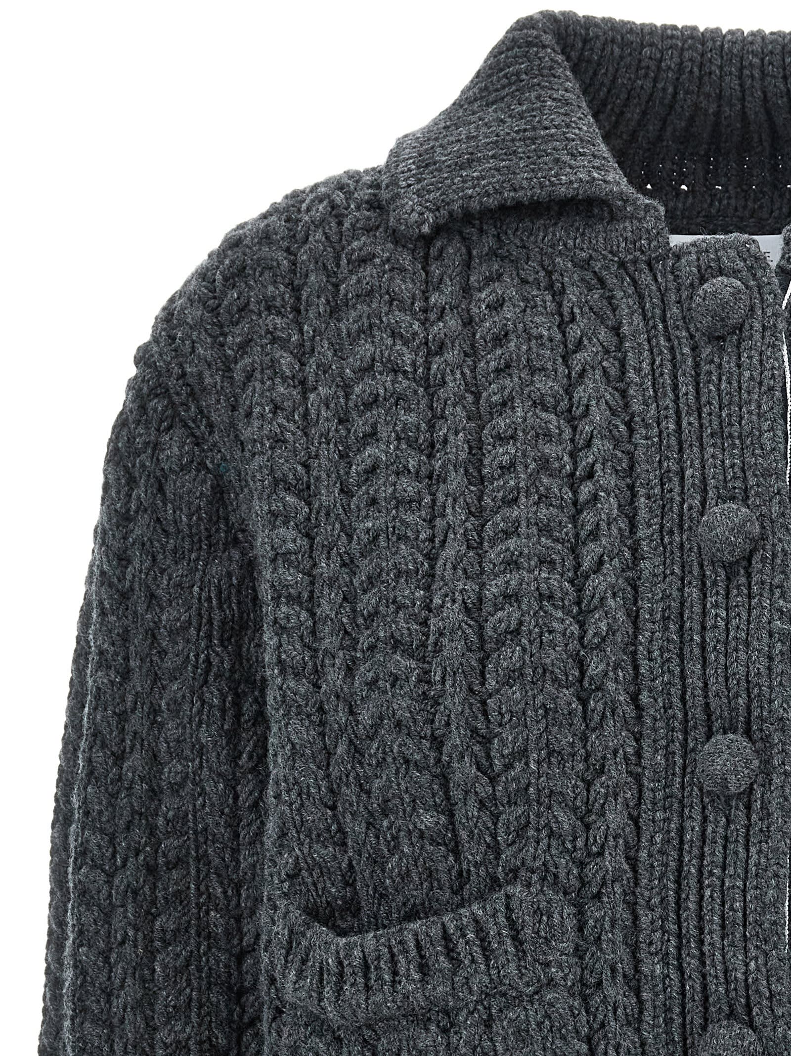 Shop Thom Browne Chunky Links Cardigan In Gray