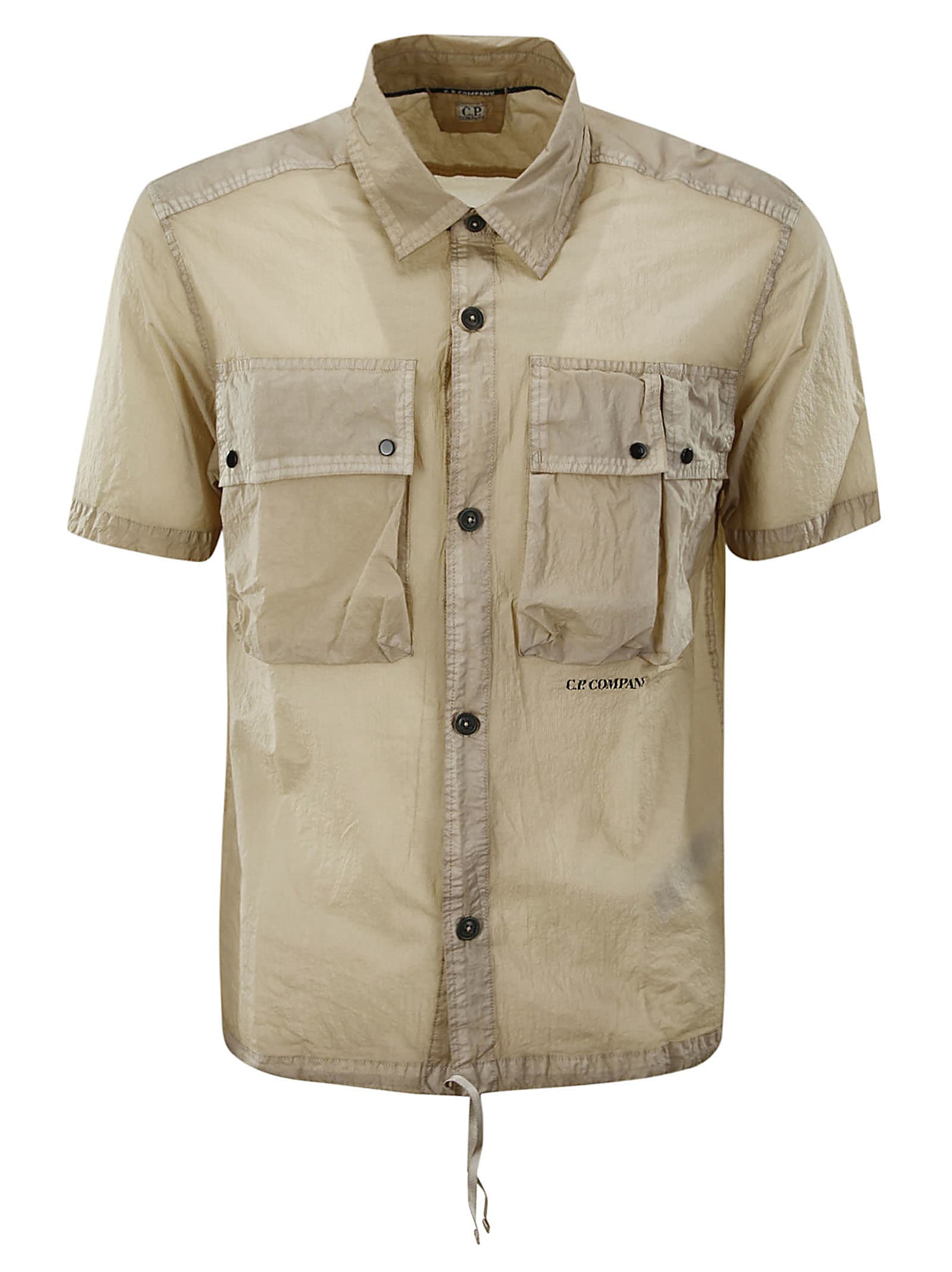 C.p. Company Light Microweave Laminated Pockets Shirt In 330