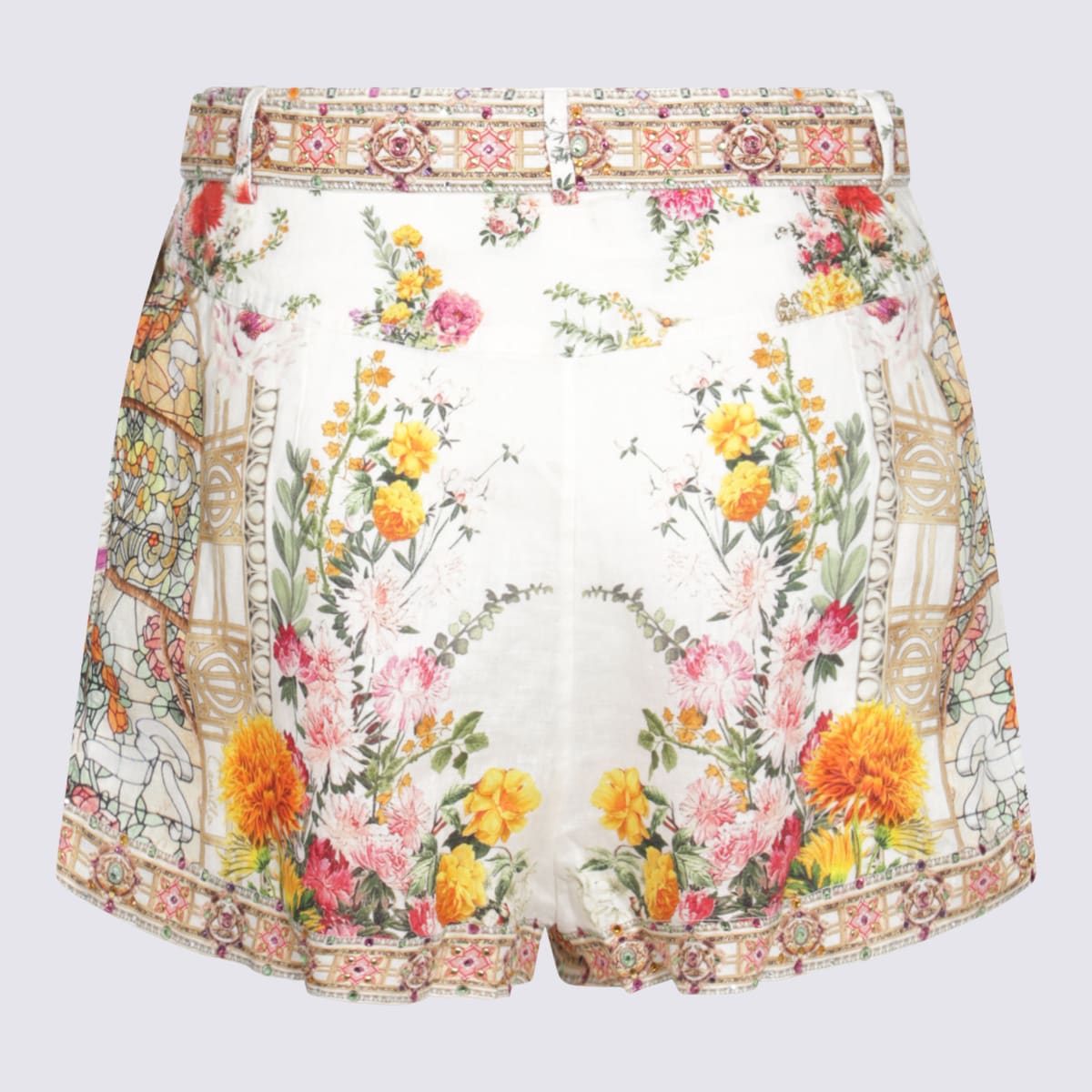 Shop Camilla White Silk Shorts In Egyptian Rose