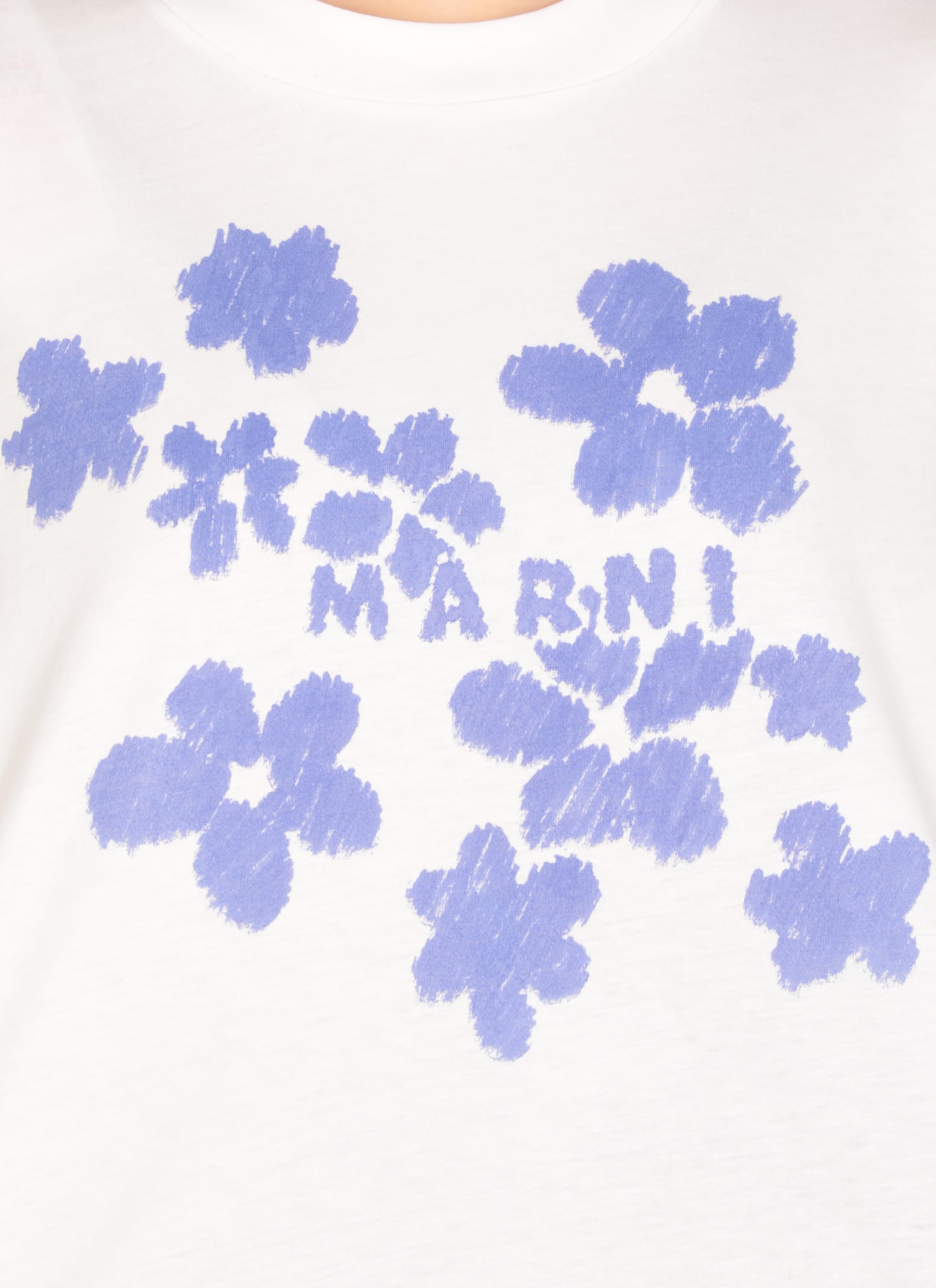 Marni Crew Neck Cropped Graphic Print T-shirt In White