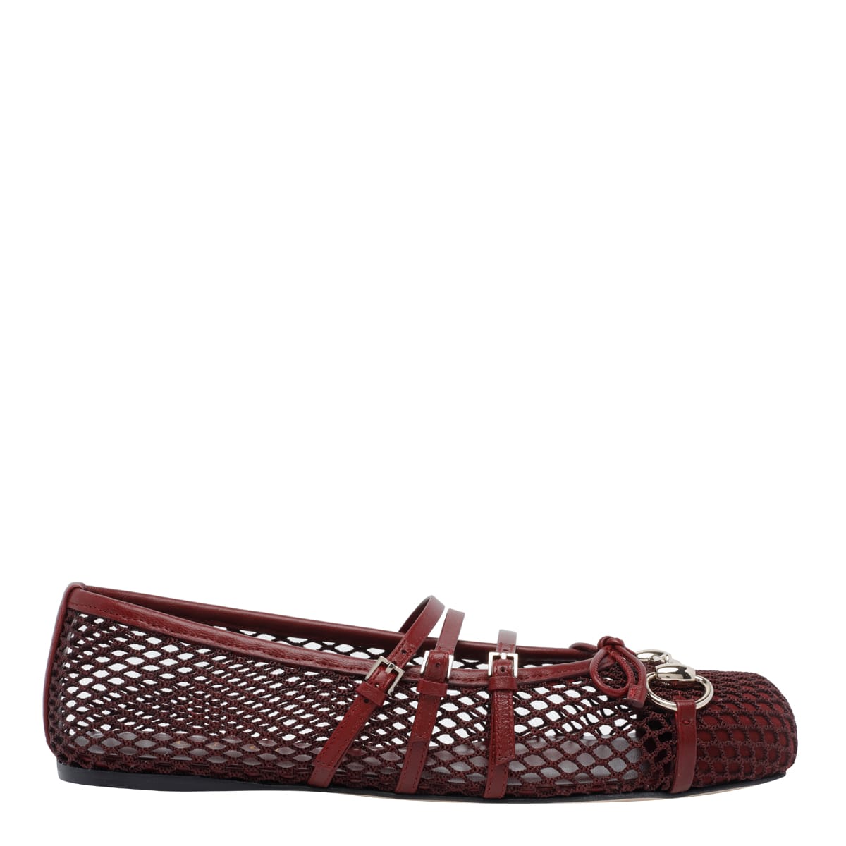 Gucci Net Nappa Triple-strap Horsebit Ballerina Flats In Multi
