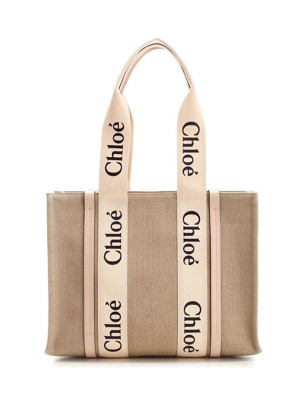 Shop Chloé Medium Woody Tote Bag In Powder