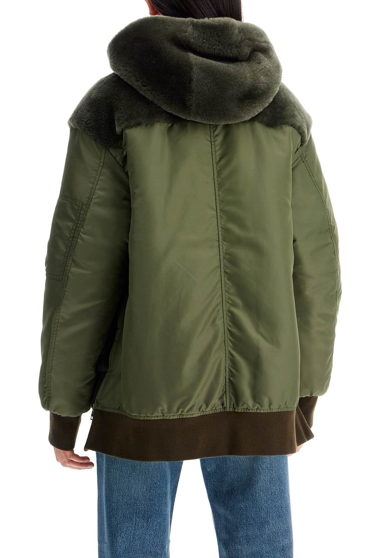 Shop Blancha Shearling Insert Jacket With In Militare (green)