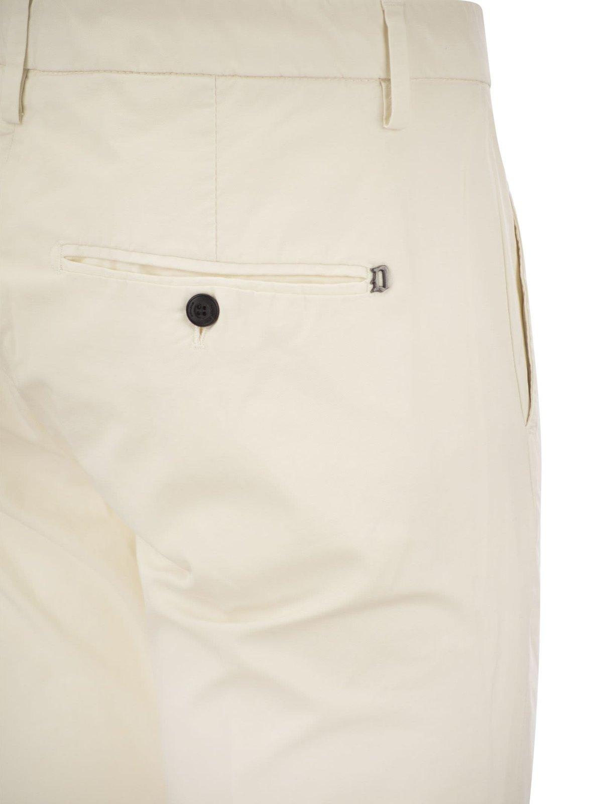 Shop Dondup Mid-rise Straight Leg Trousers In Panna