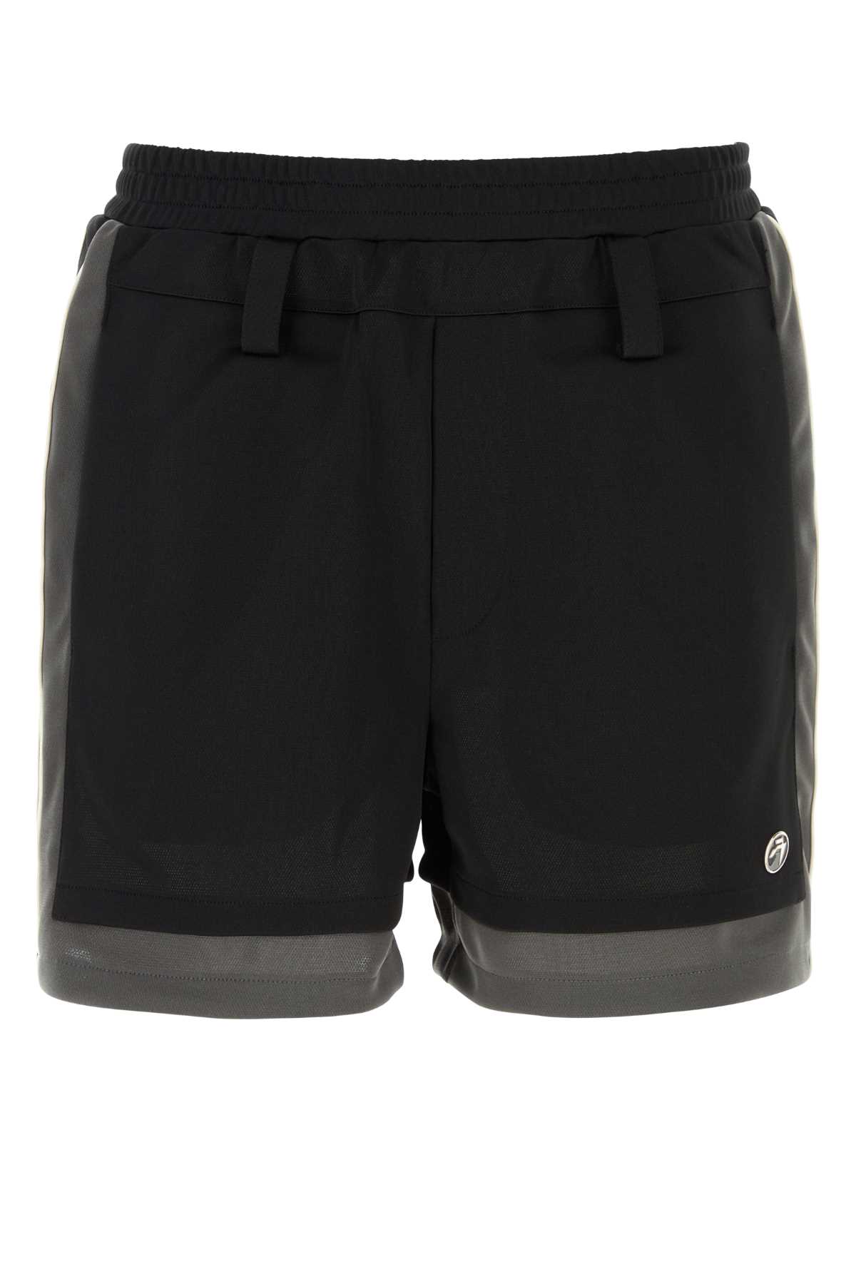 Black Polyester Bermuda Shorts
