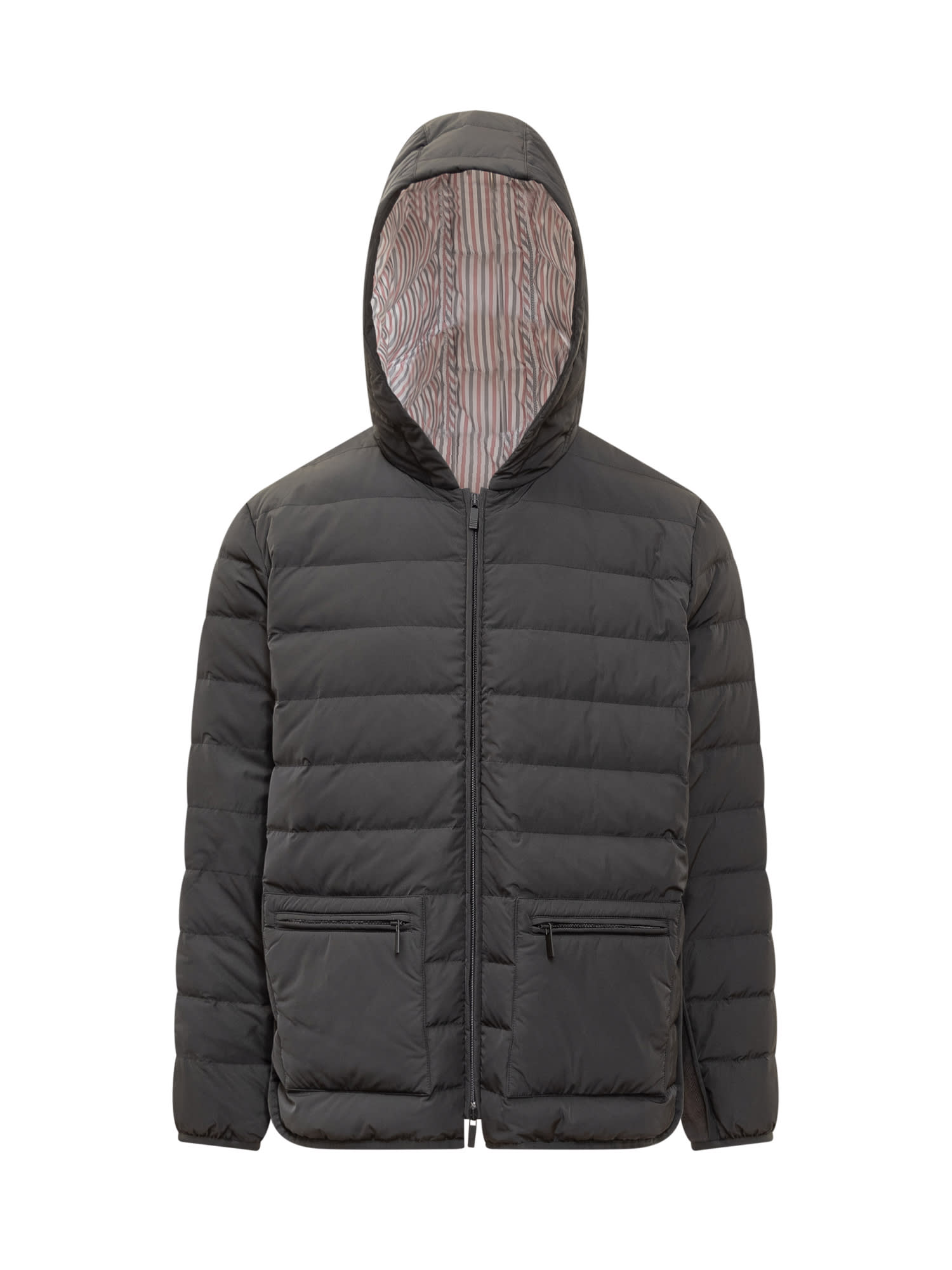 Thom Browne Down Jacket 4bar In Charcoal