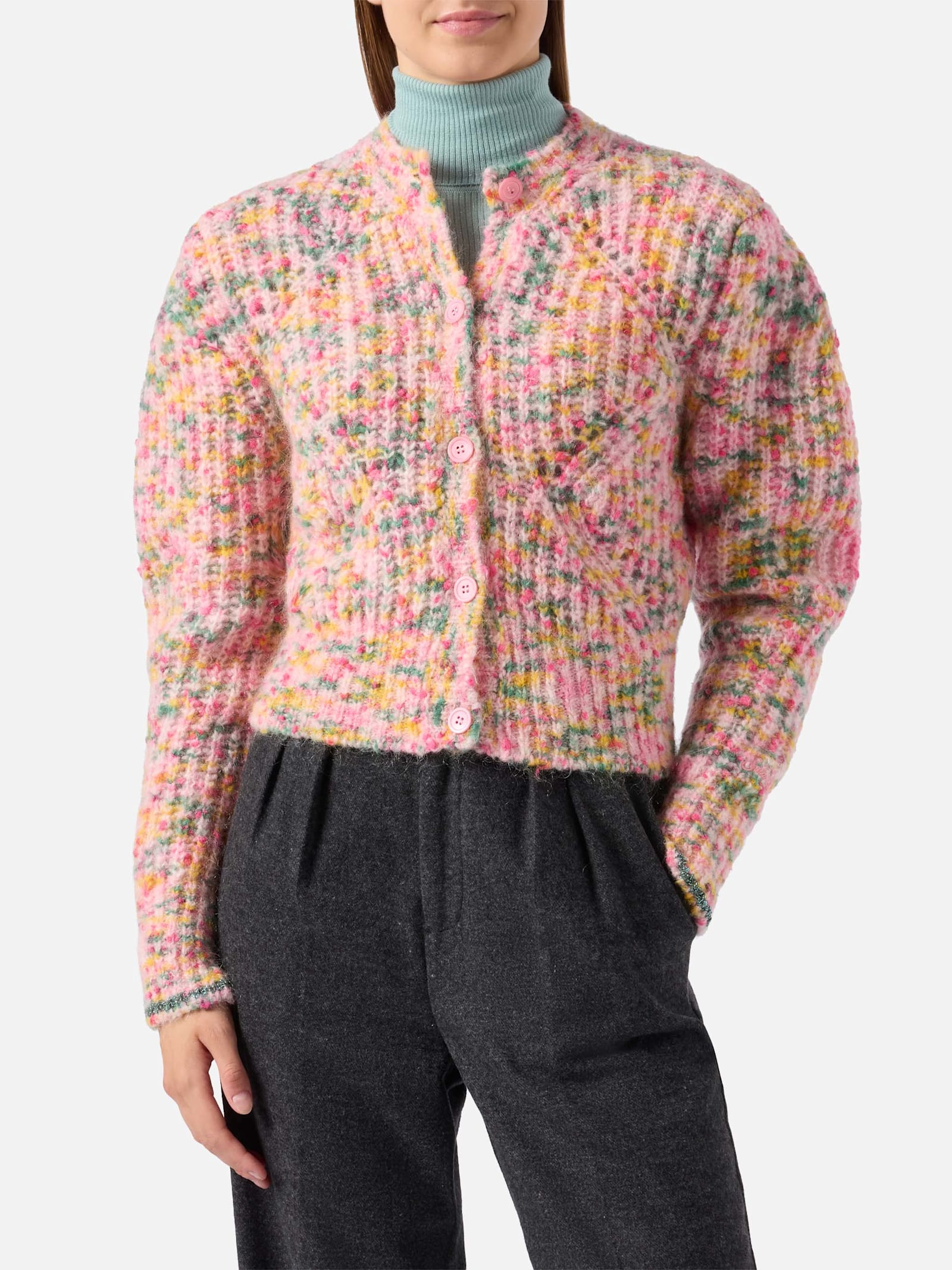 MC2 Saint Barth Mabelle Multicolor Mouliné Yarn Cardigan