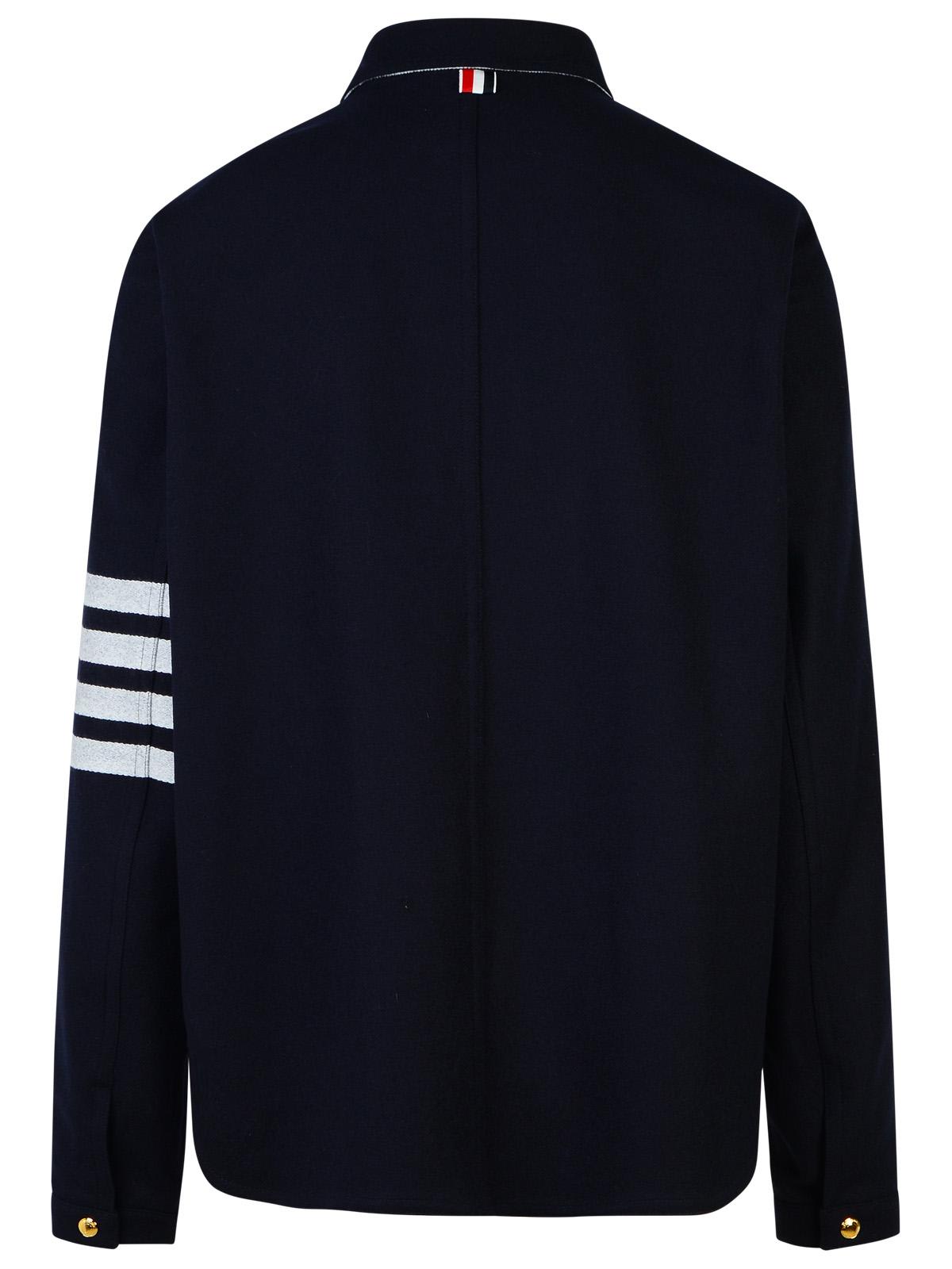 THOM BROWNE 4 BAR NAVY WOOL BLEND JACKET