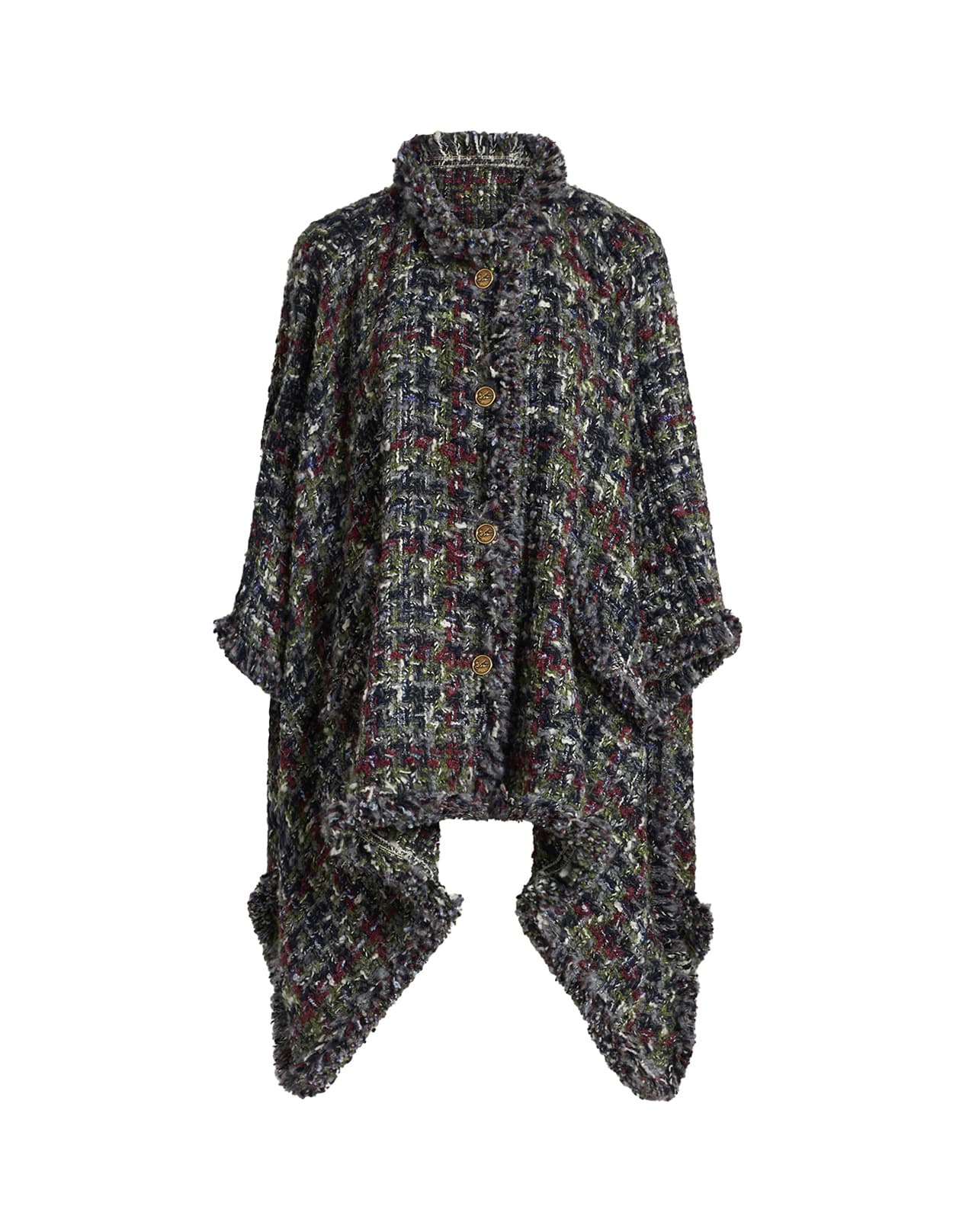 Shop Etro Multicolored Wool Blend Bouclé Cape In Multicolour