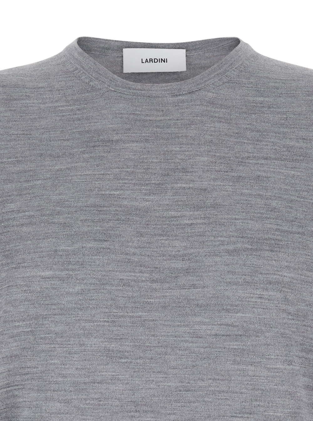 Lardini Grey Ribbed Crewneck Sweater In Wool And Silk Blend Man In Grey