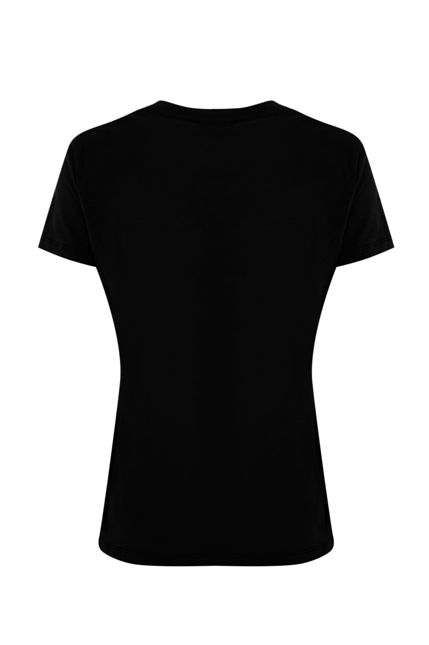 Shop Elisabetta Franchi Jersey T-shirt With Rhinestone Logo In Nero