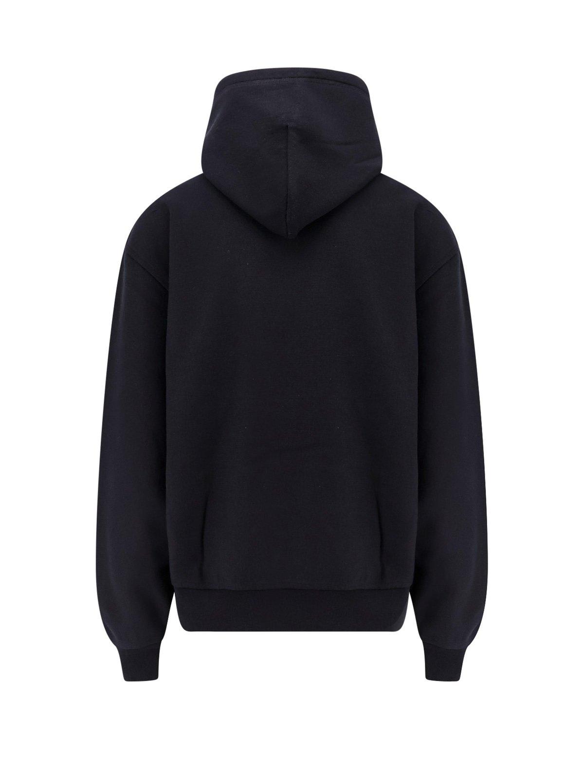 Shop Burberry Ekd-embroidered Drawstring Hoodie In Black