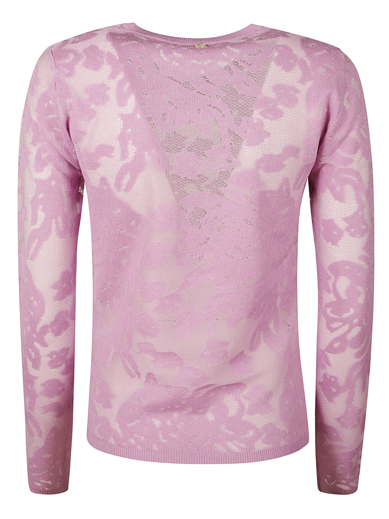 Shop Blugirl Long-sleeved Floral Lace Top In Pink
