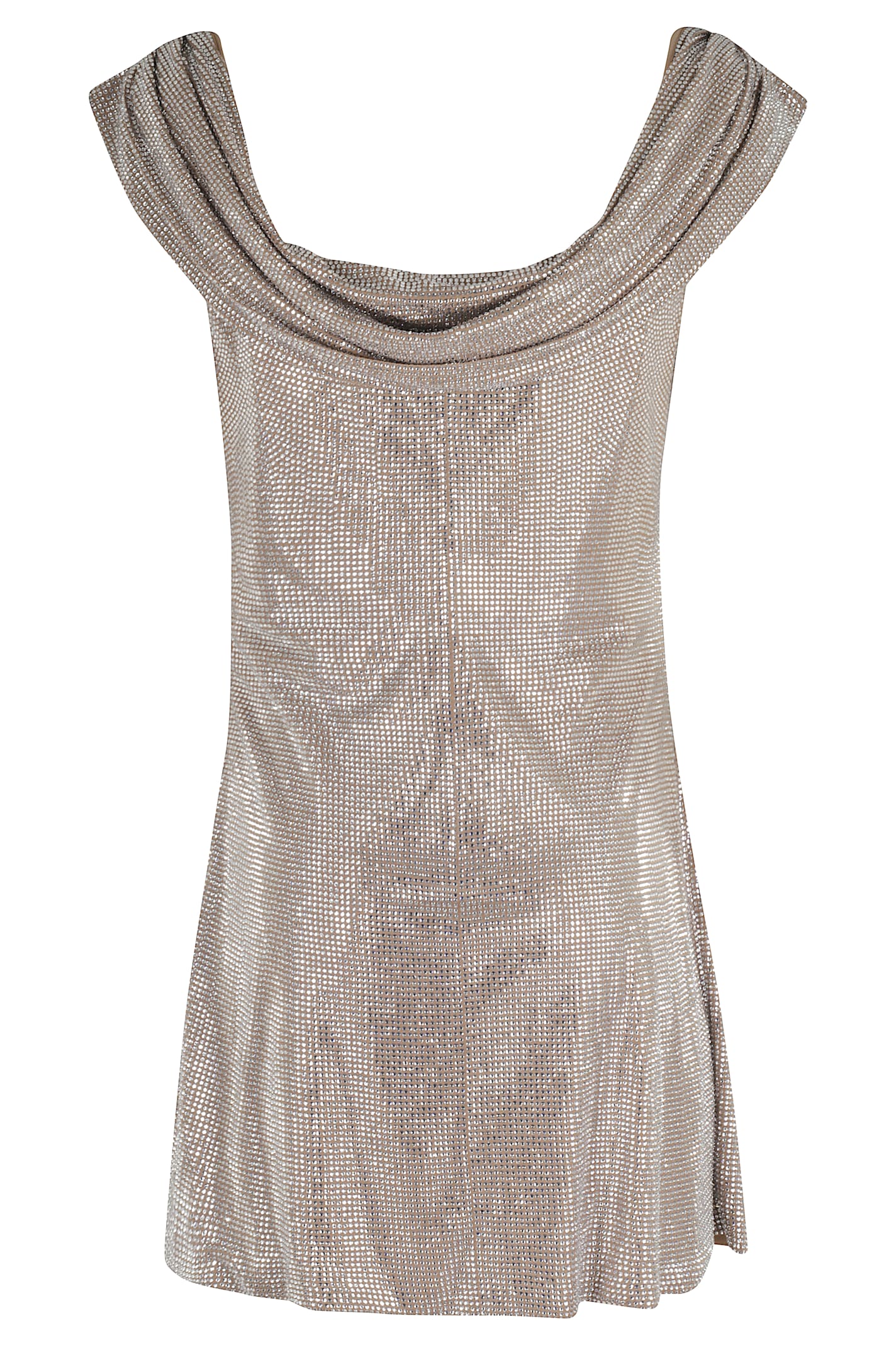 Giuseppe Di Morabito Rhinestone-embellished Mini Dress With Humeral Neckline In Gray