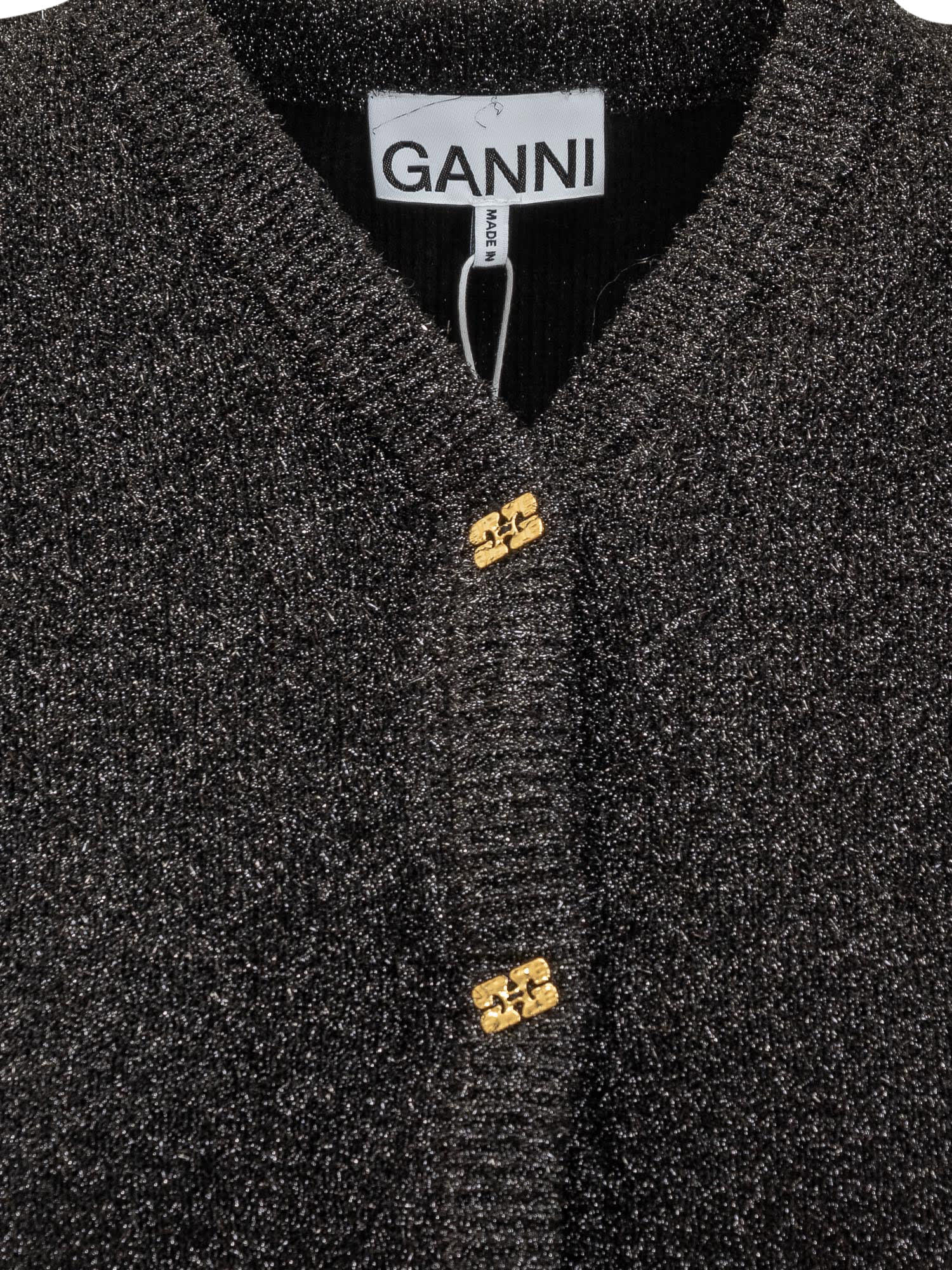 Shop Ganni Sparkle Cardigan In Black