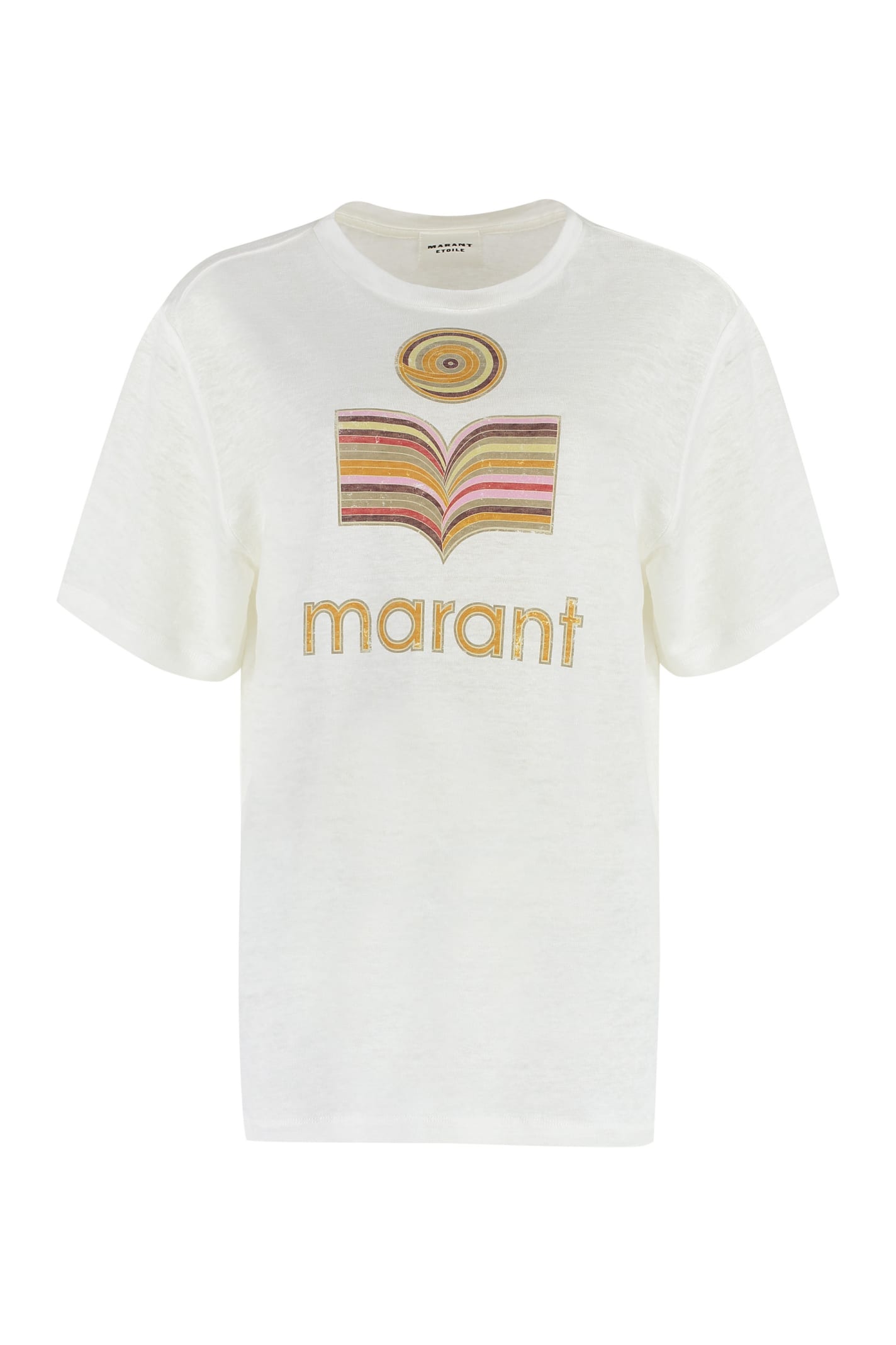 Marant Etoile Logo Print Linen T-shirt In White