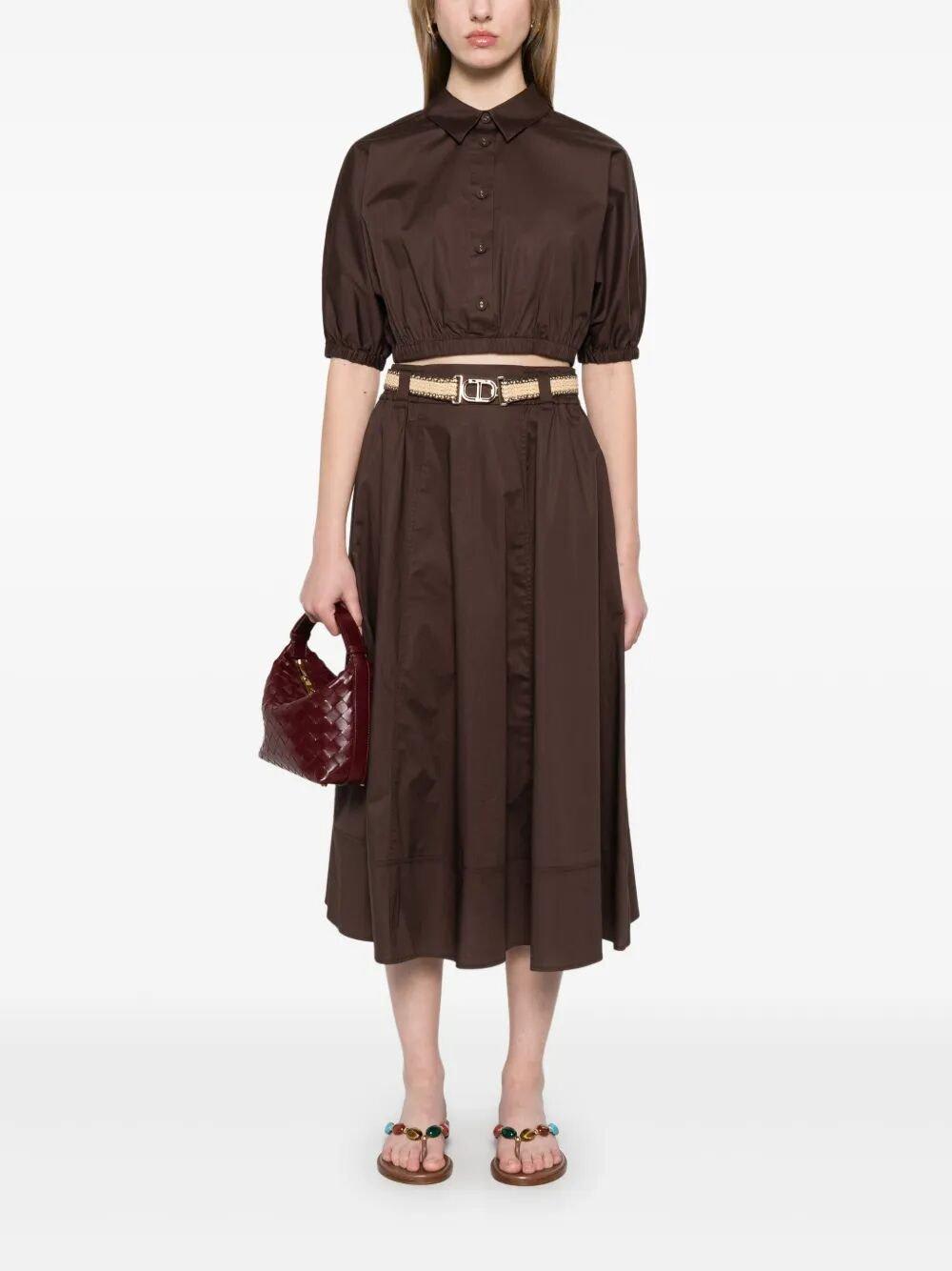Shop Twinset Belted Midi Skirt