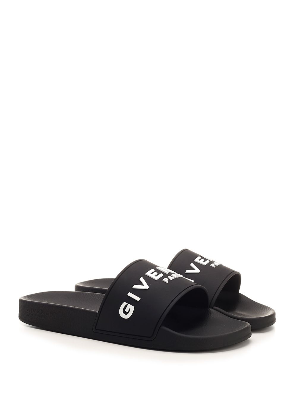 Shop Givenchy Black Slides With Logo In Nero