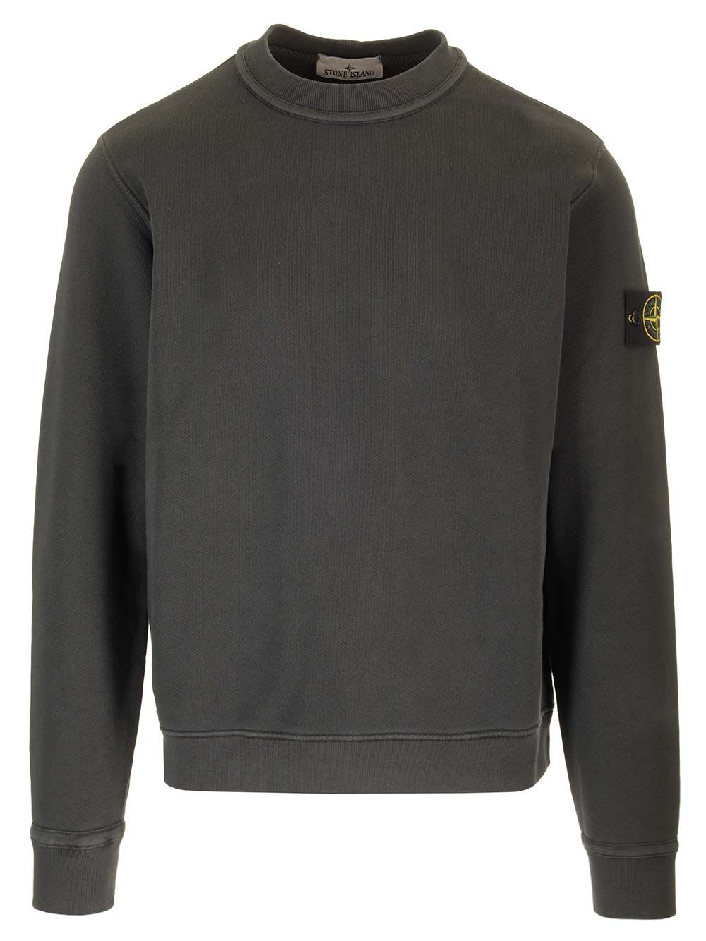 Shop Stone Island Sweatshirt Made Of Organic Cotton Fleece In Grey