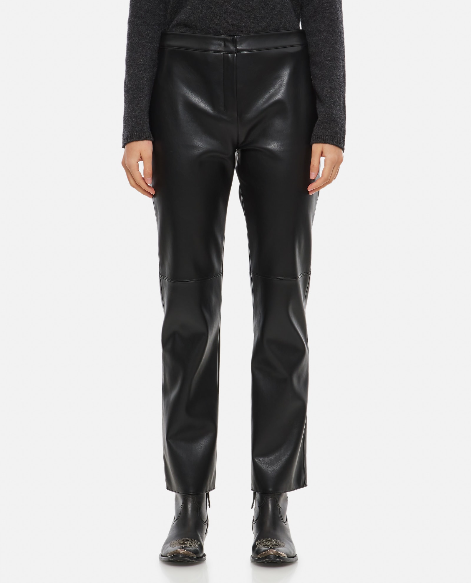 S Max Mara Wide Faux Leather Trousers In Black