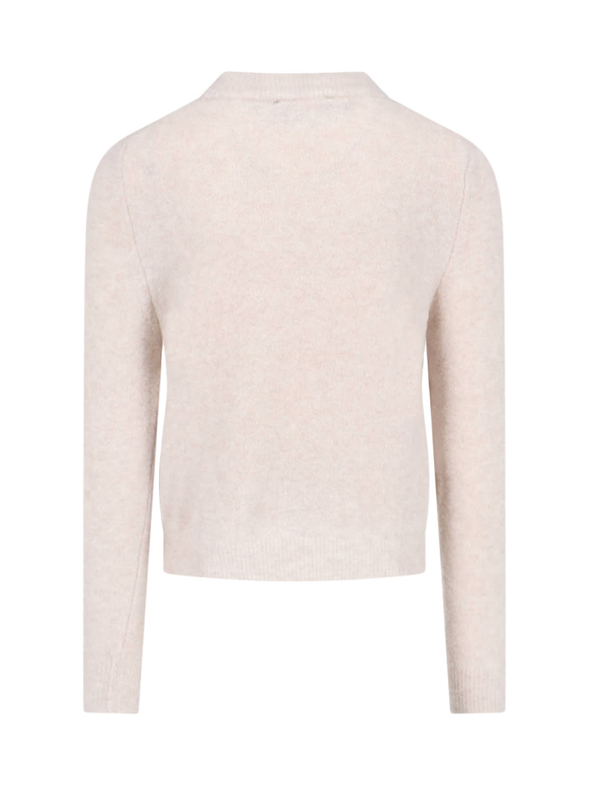 K-way Soft Texture Crewneck Sweater With Ribbed Cuffs In Beige