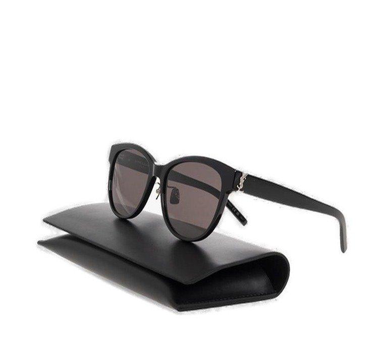 Shop Saint Laurent Squared Frame Sunglasses In Black