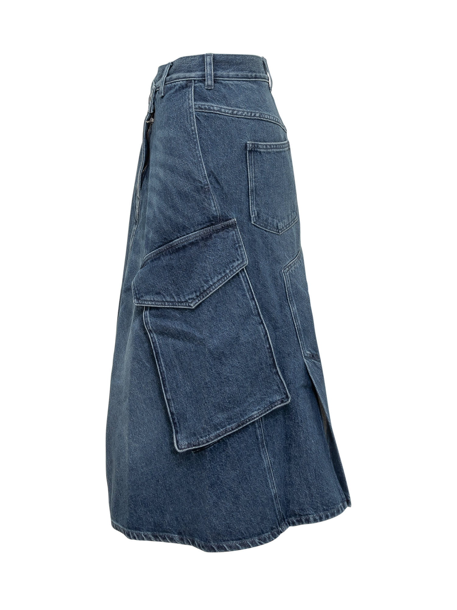 Shop Jw Anderson Cargo Midi Skirt In Blue