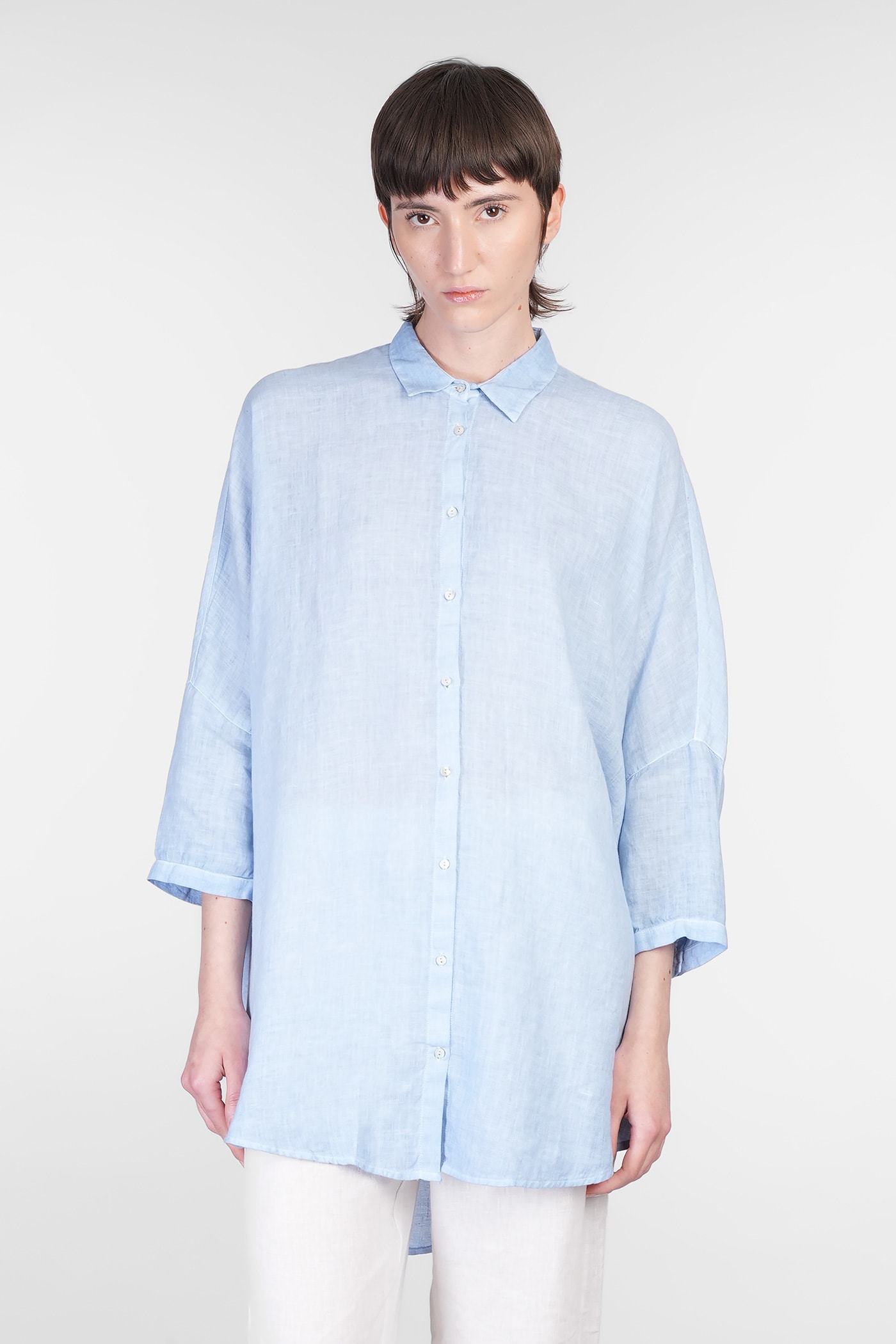 Shop 120% Lino Shirt In Cyan Linen
