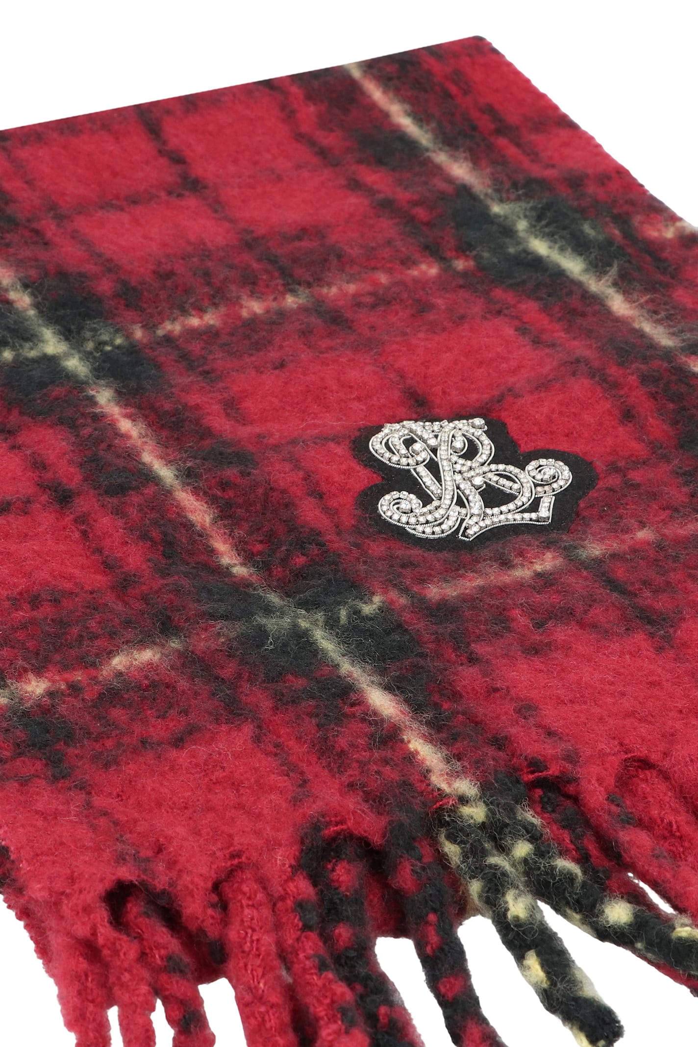 Ralph Lauren Brushed Lofty Crystal Patch Scarf In Red