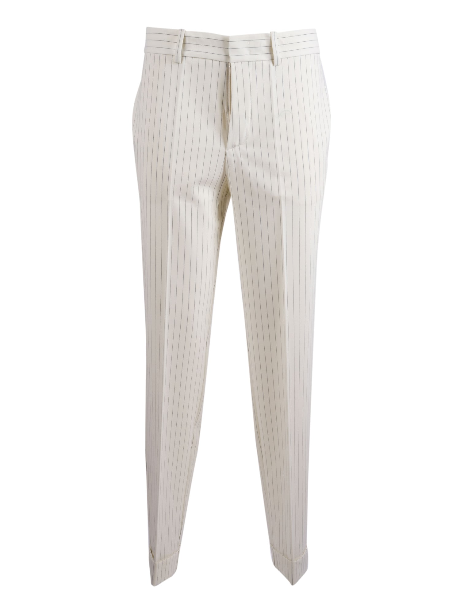 P.a.r.o.s.h Tailored Pinstripe Trousers With Slim Fit In White