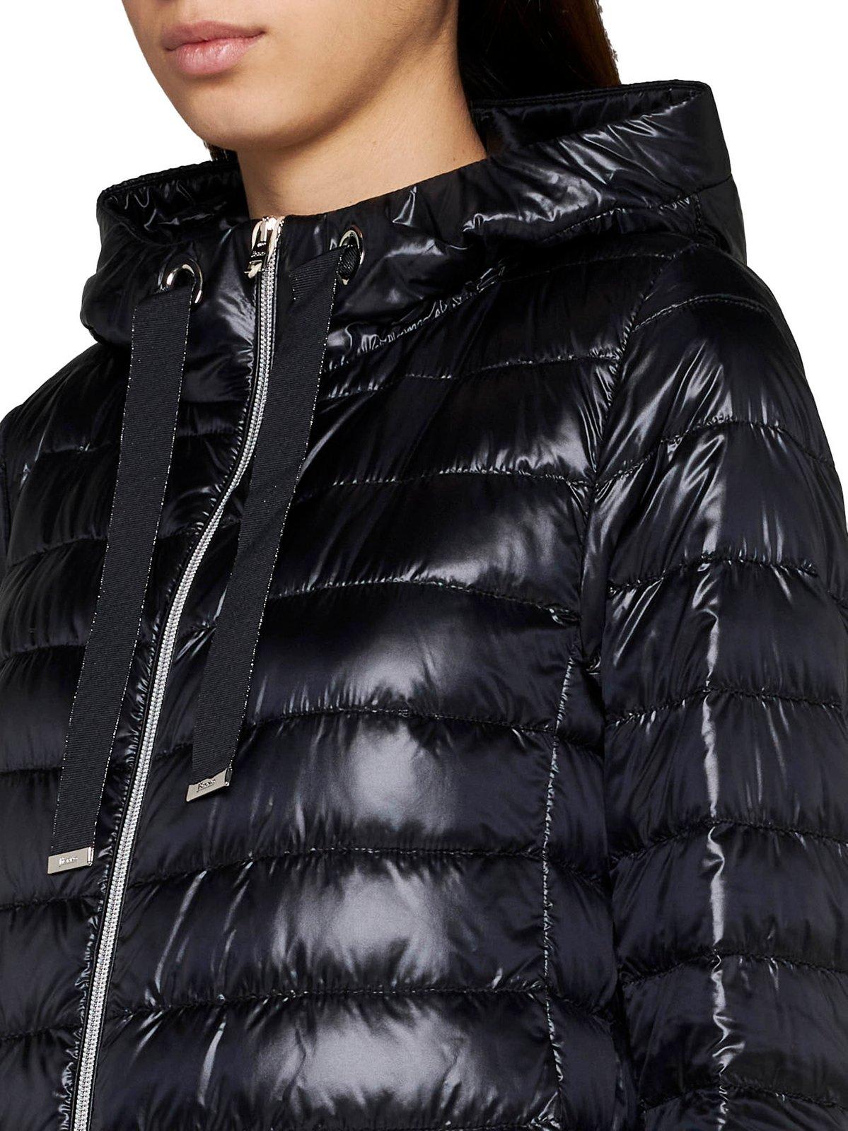 Shop Herno Quilted Hooded Coat In Black