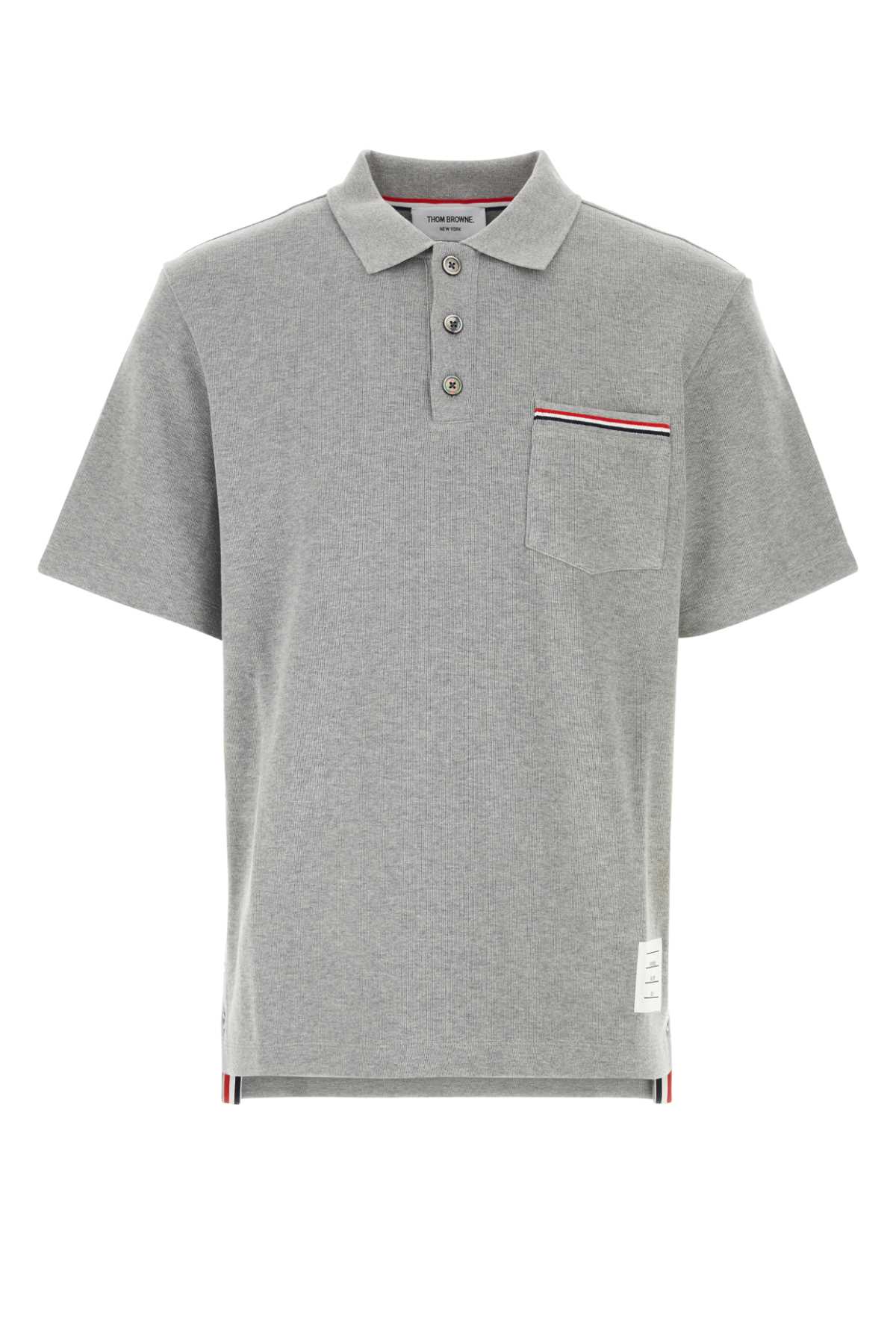 Shop Thom Browne Grey Cotton Polo Shirt In Ltgrey