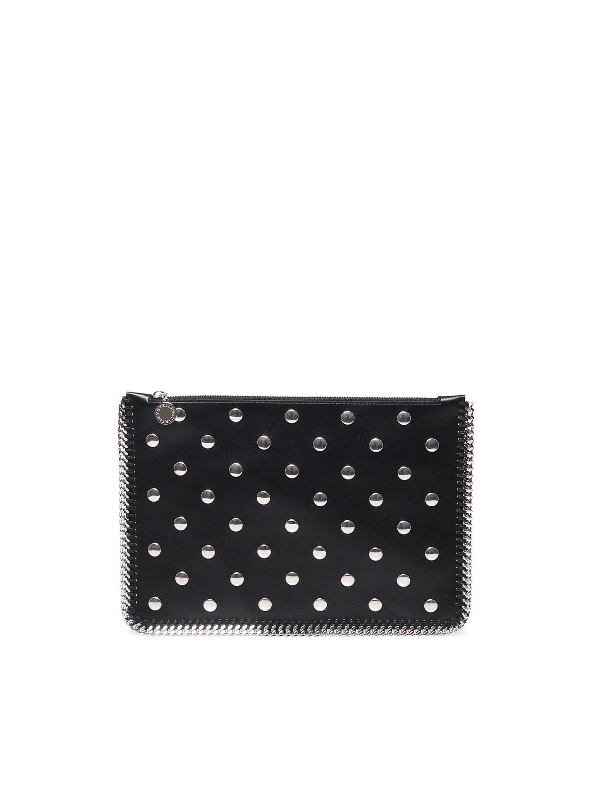 STELLA MCCARTNEY FALABELLA STUDDED ZIPPERED POUCH BAG 