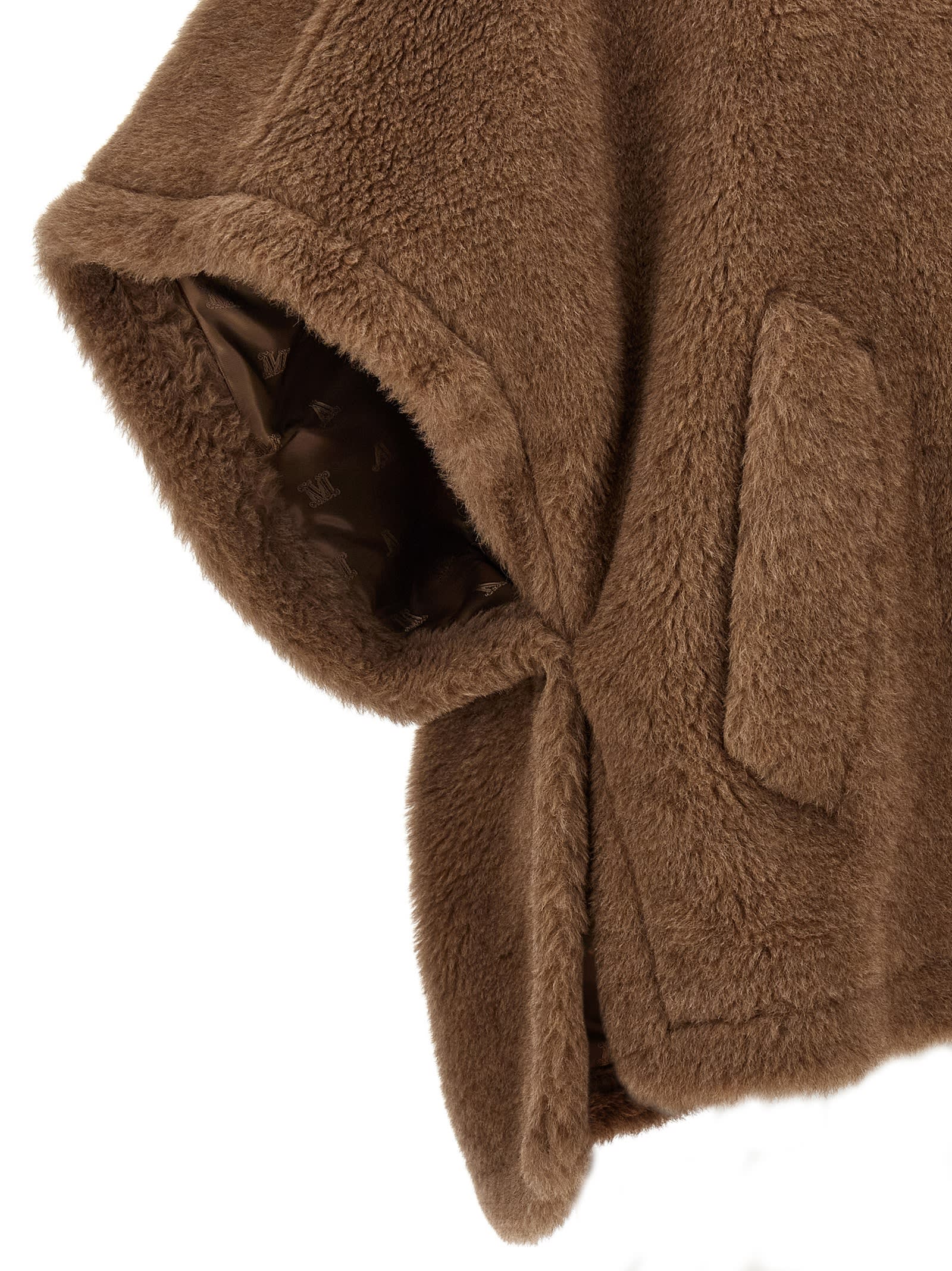 Max Mara Collared Cape With Front Pockets And Short Sleeves In Multi