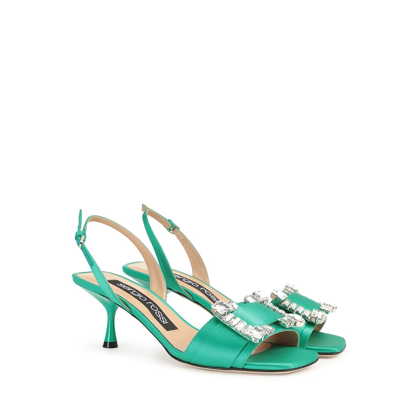 Shop Sergio Rossi Sr Twenty 060 Satin Sandals In Green