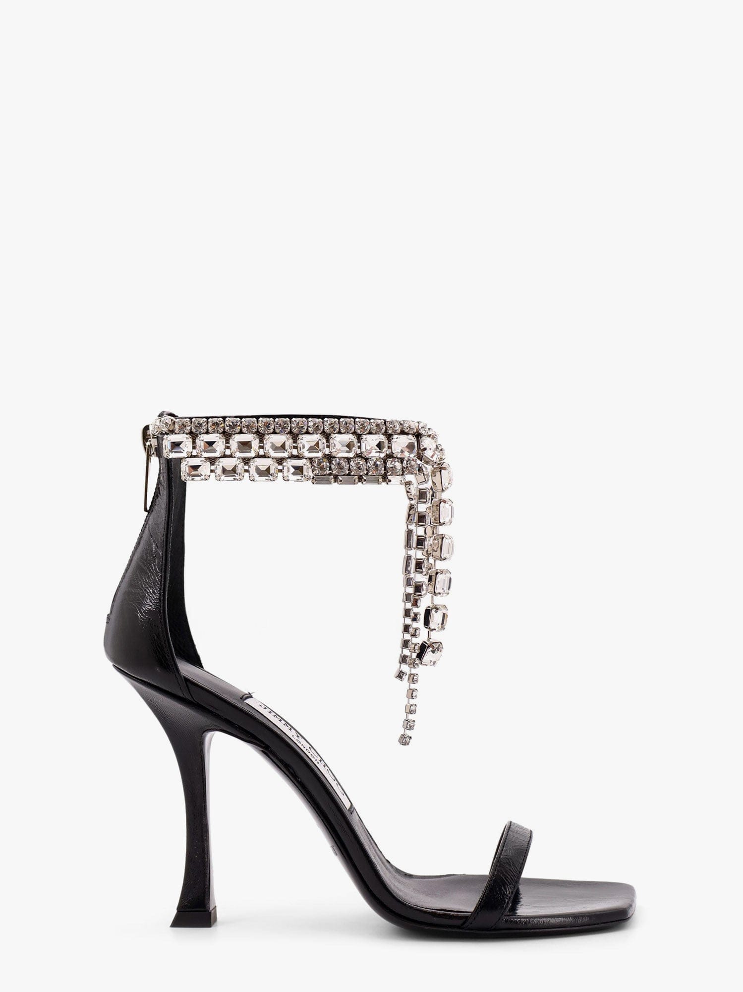 Jimmy Choo Verity 100 Crystal Embellished Leather Sandals In Black