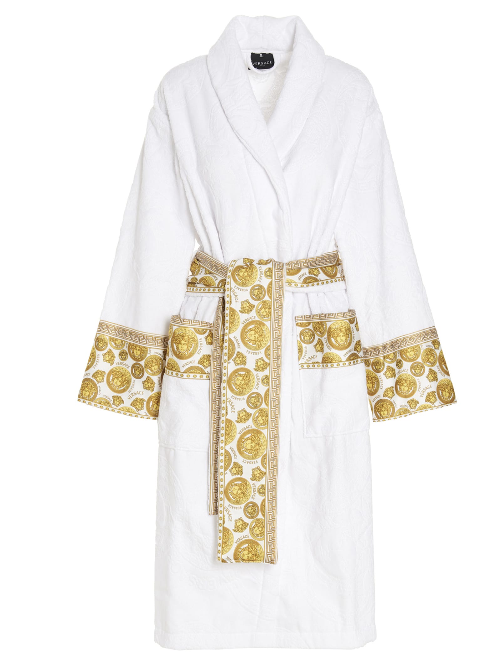 Versace Barocco-print Bath Robe - White