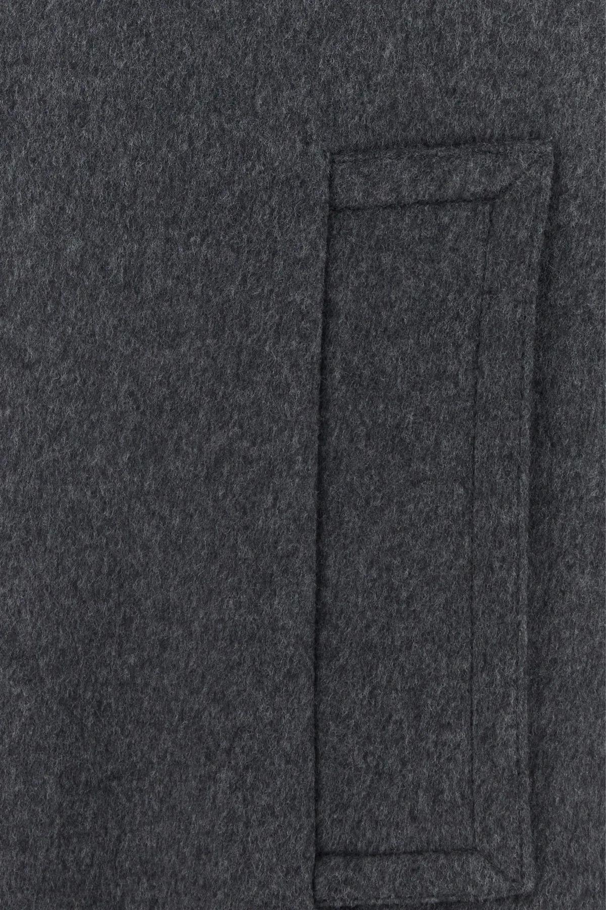 Shop Bottega Veneta Dark Grey Wool Oversize Coat