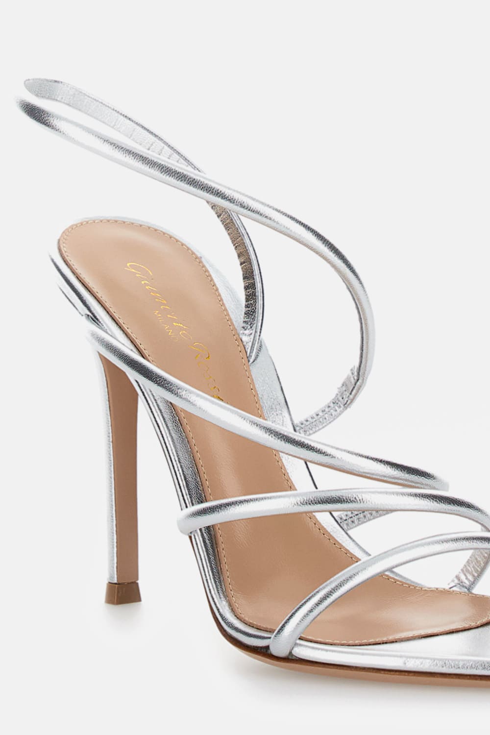 Gianvito Rossi Ettie 105 Stiletto Heel In Silk Silver In Metallic