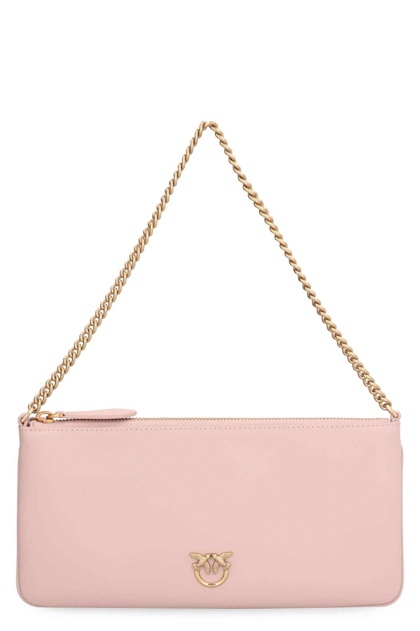 Pinko Horizontal Leather Shoulder Bag In Q Powder