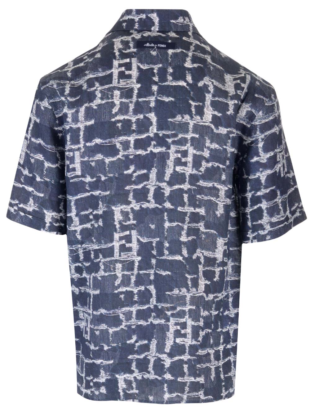 Shop Fendi Blue Linen Shirt