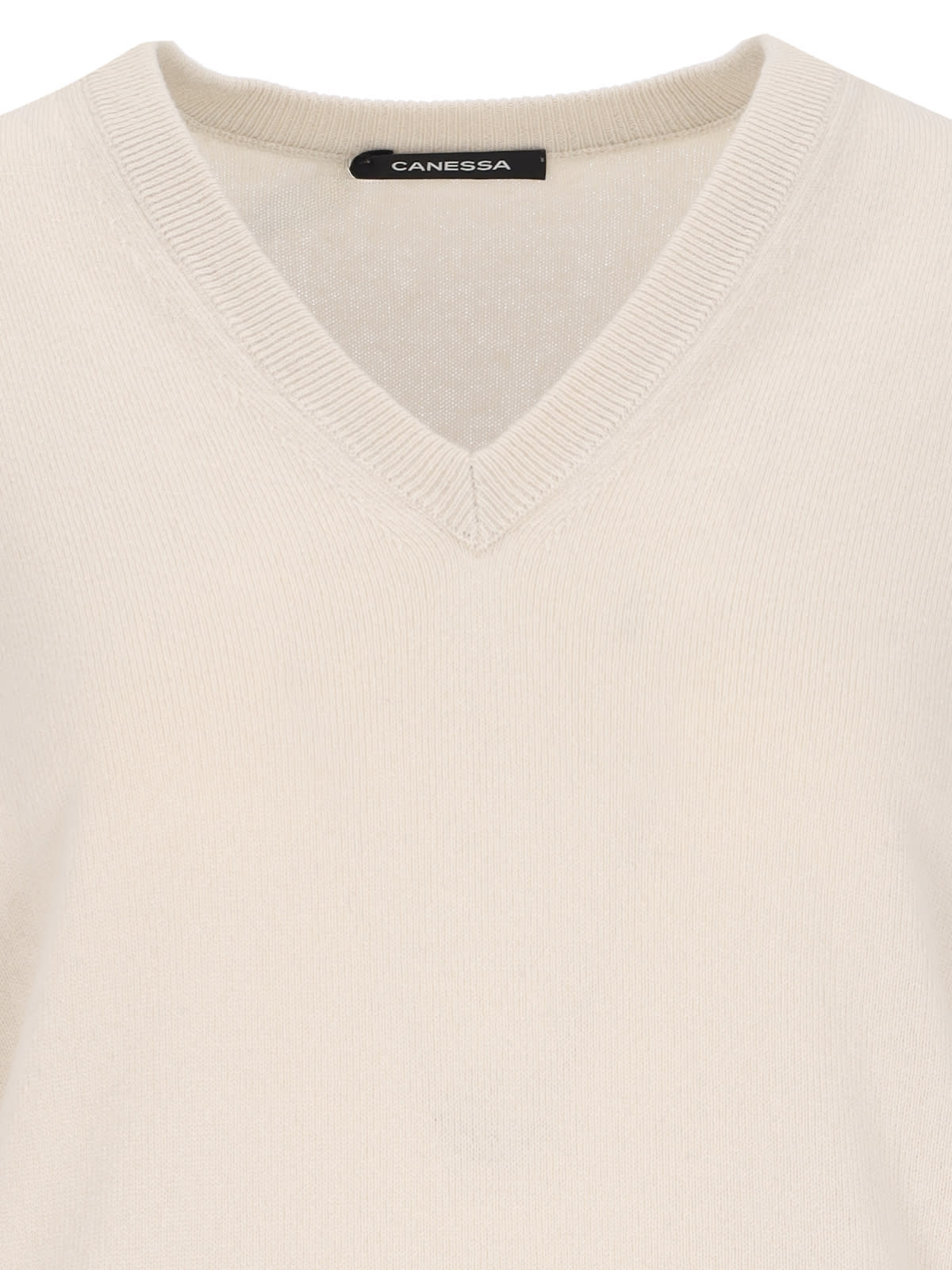 Shop Canessa V-neck Sweater In Crema